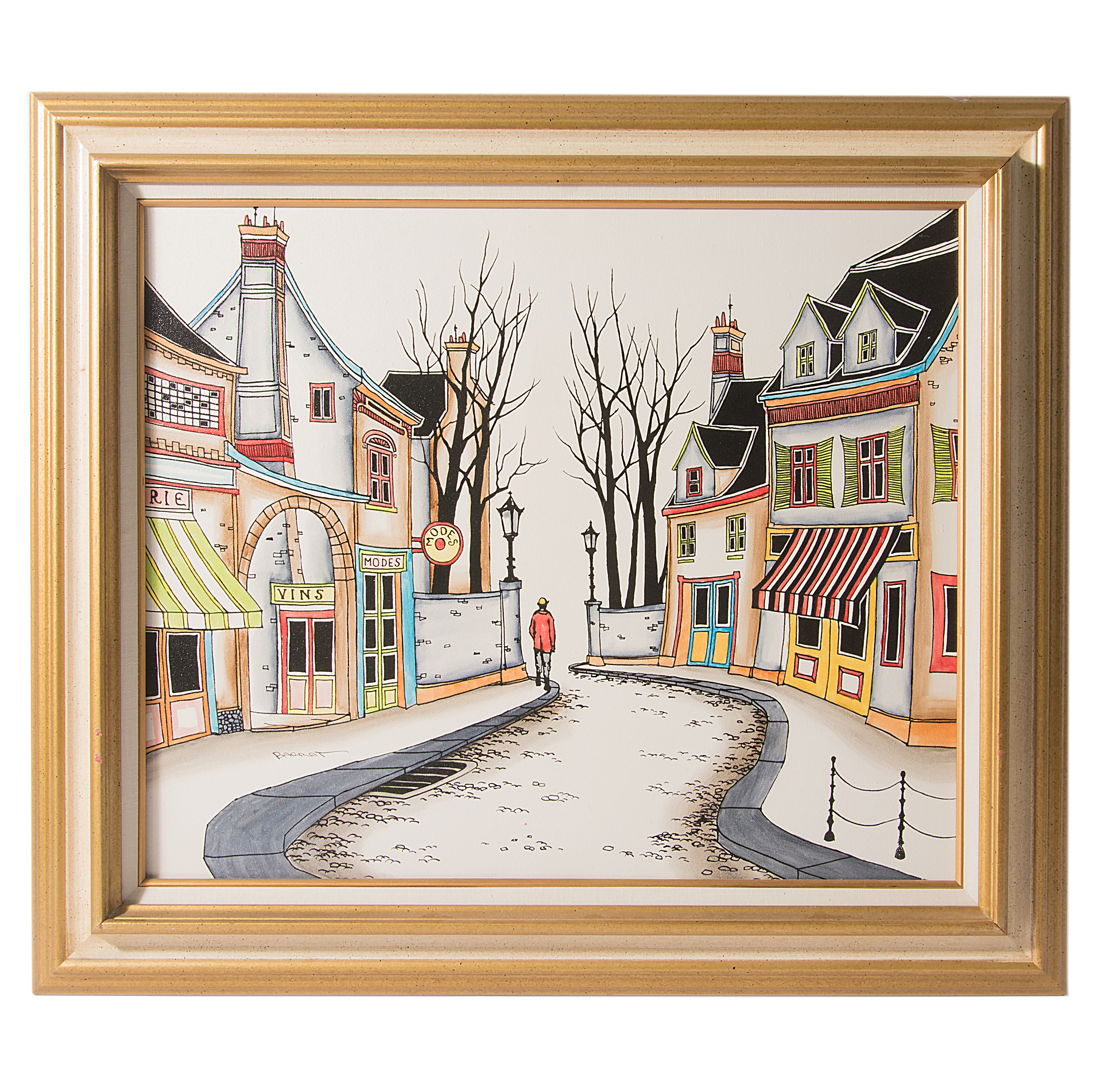 Marcel Barrat Oil on Canvas "Side Street"