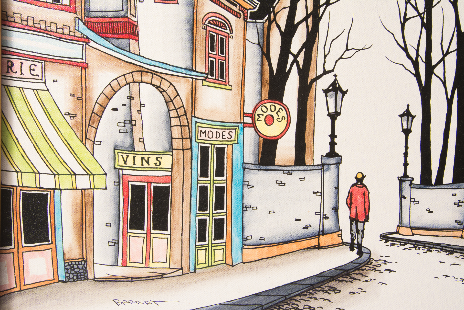 Marcel Barrat Oil on Canvas "Side Street"