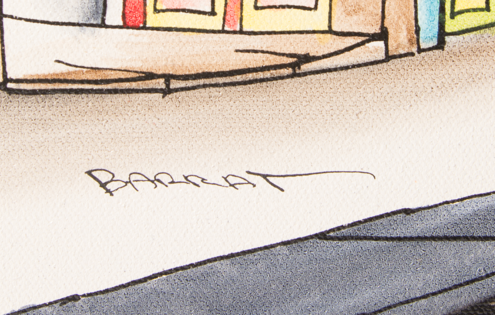 Marcel Barrat Oil on Canvas "Side Street"