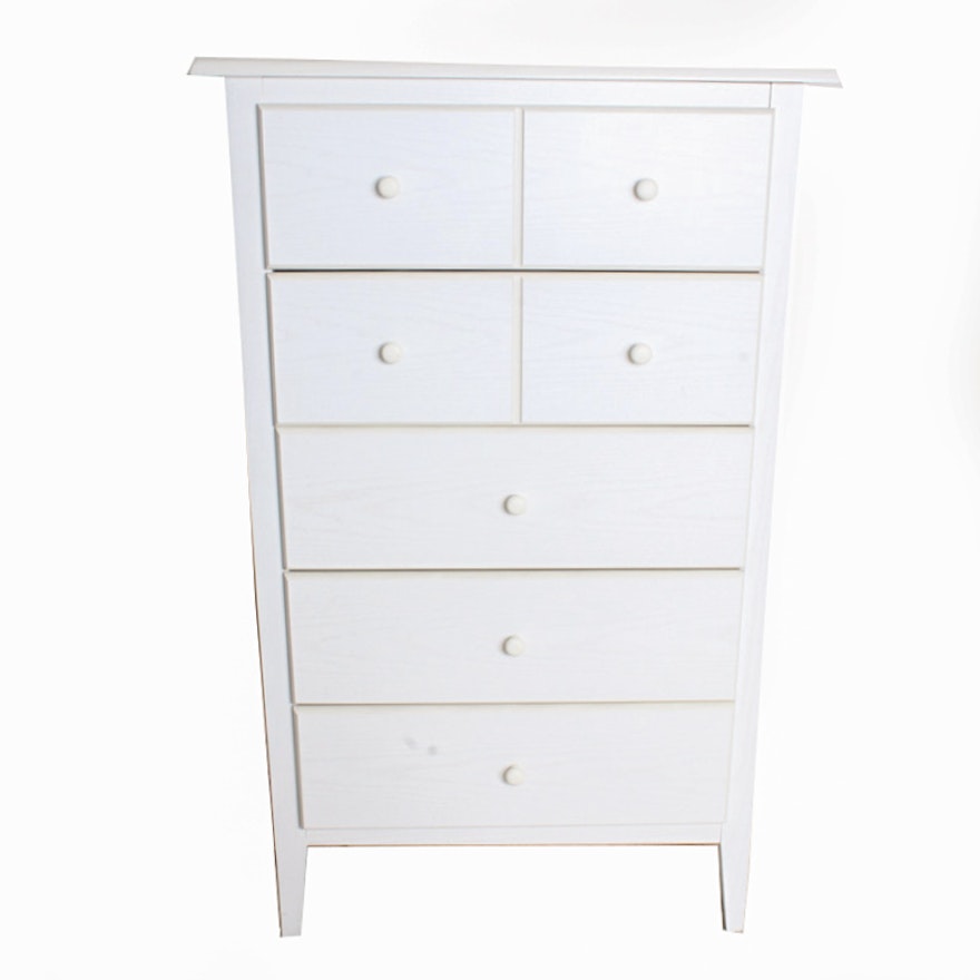 Contemporary White Five-Drawer Dresser