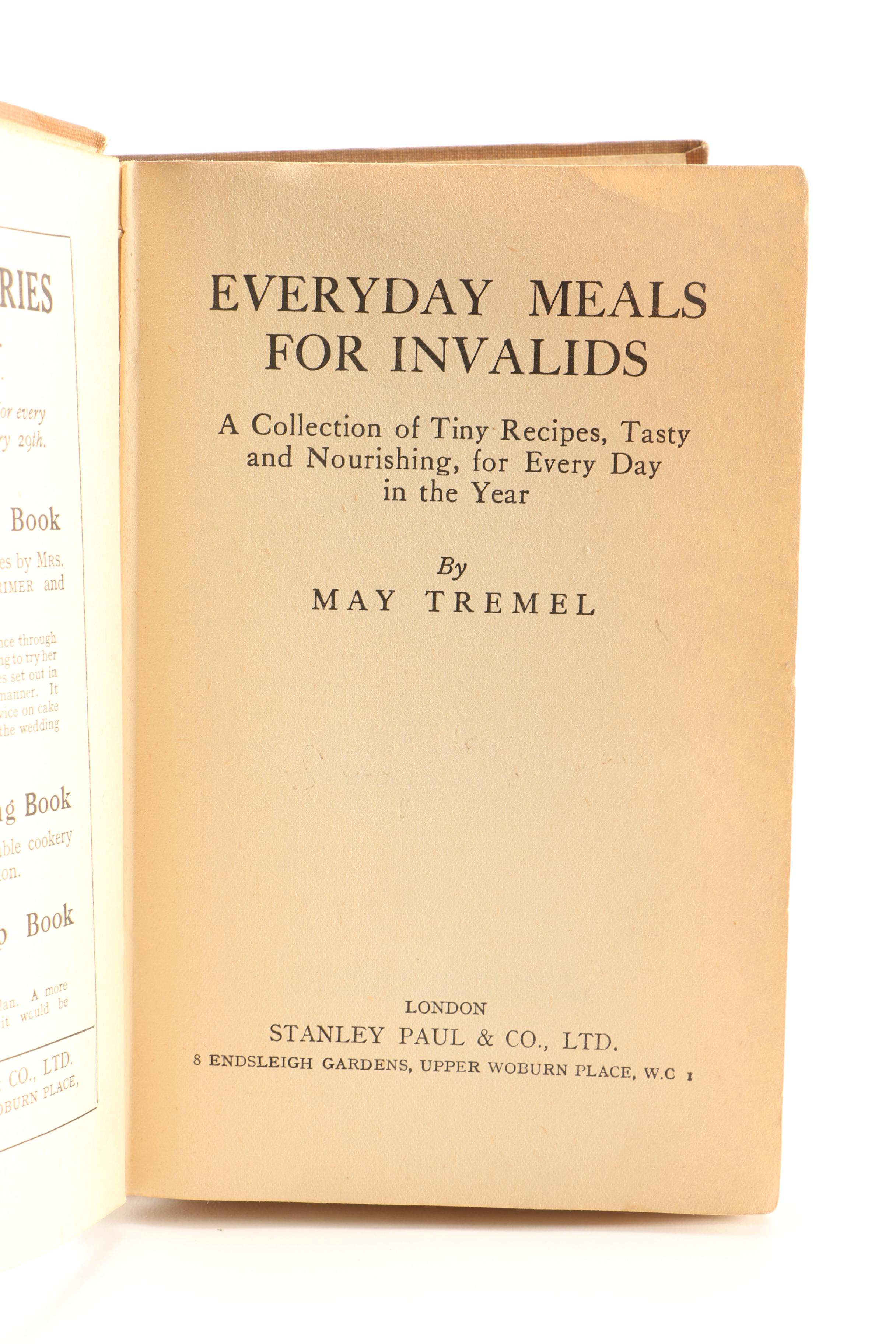 "Everyday Meals For Invalids" by May Tremel