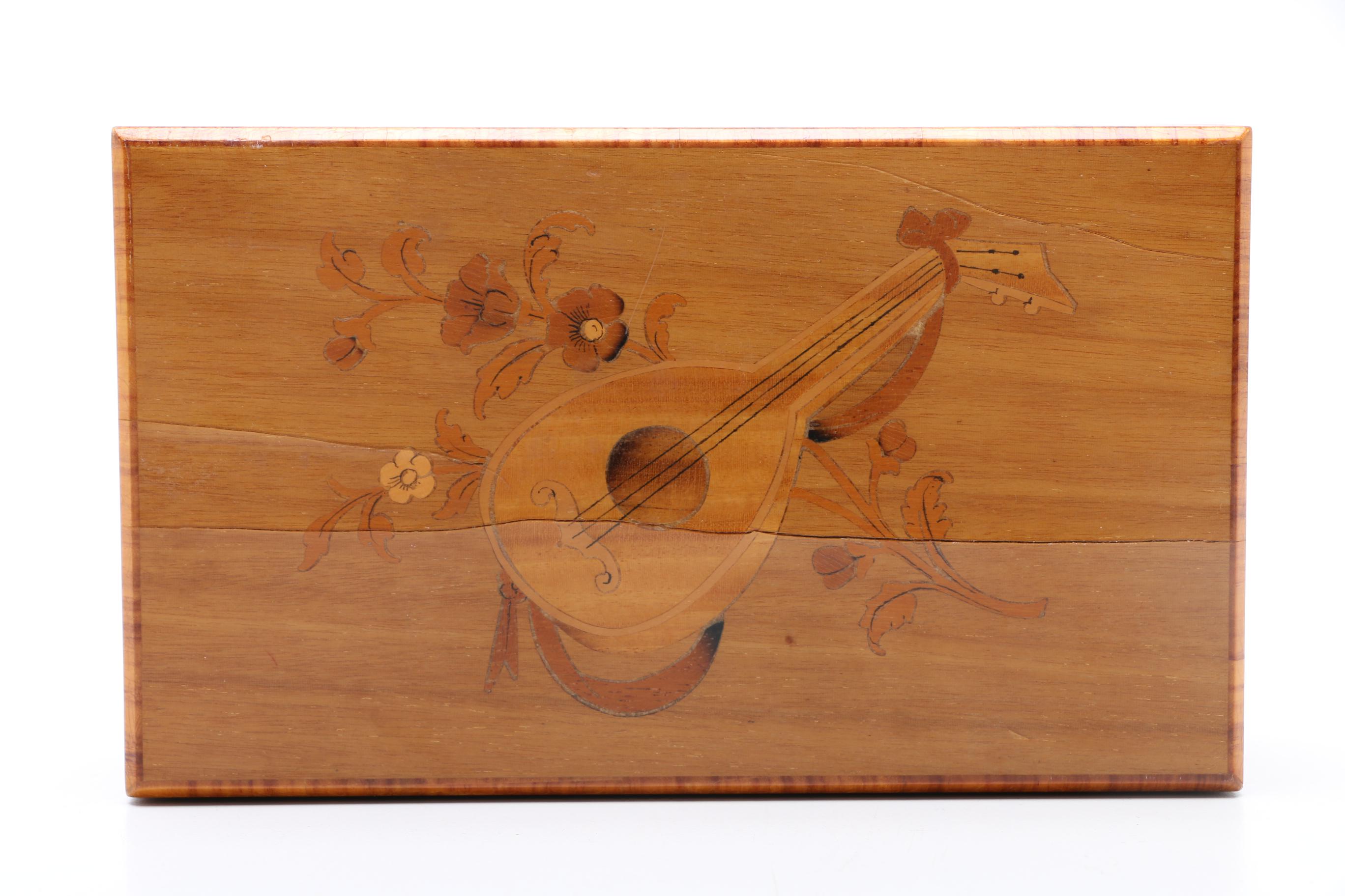 Inlaid Vintage Wooden Music Box