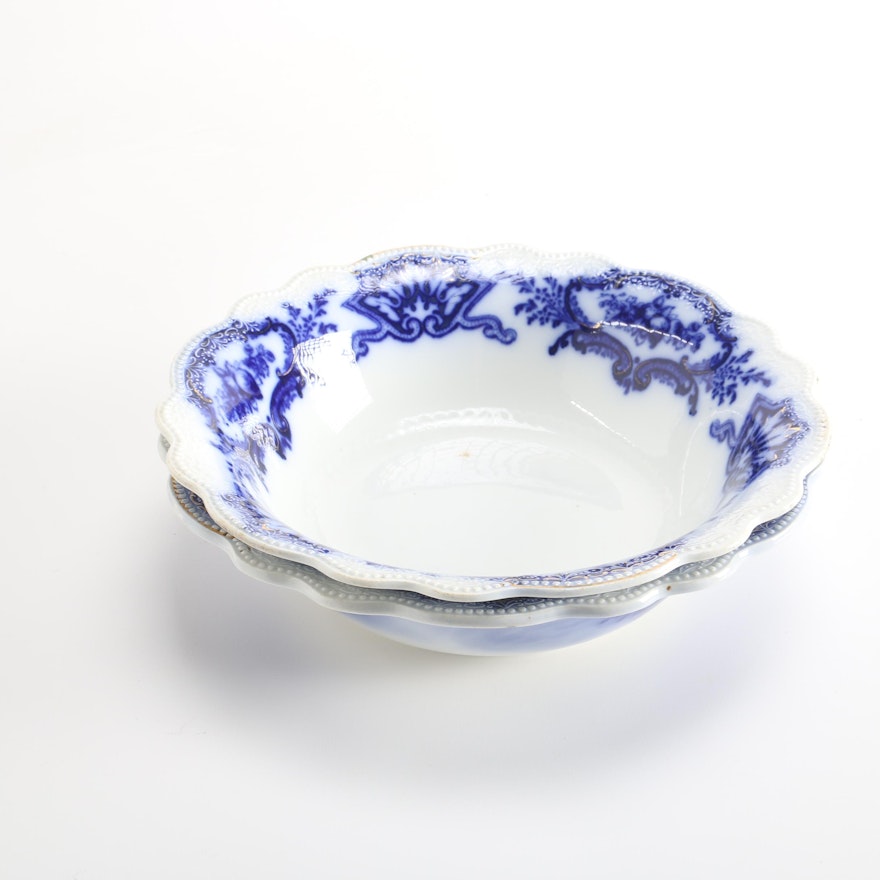 Antique W.H. Grindley Flow Blue Bowls