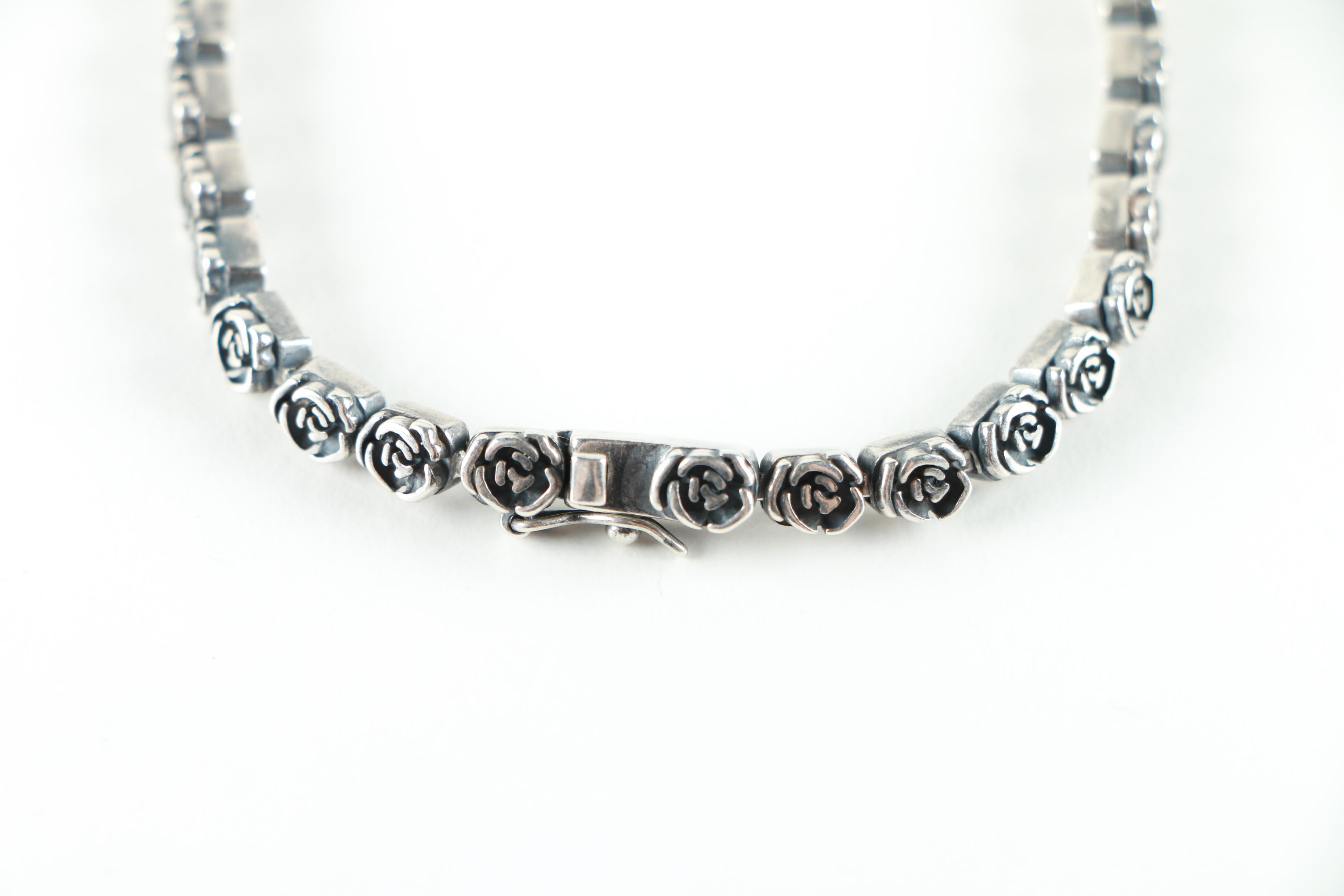 Sterling Silver Rose Bracelet