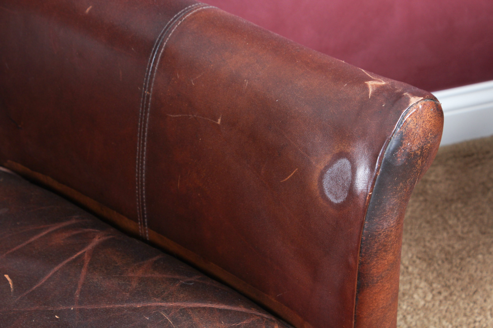 Bernhardt Leather Club Chair With Ottoman