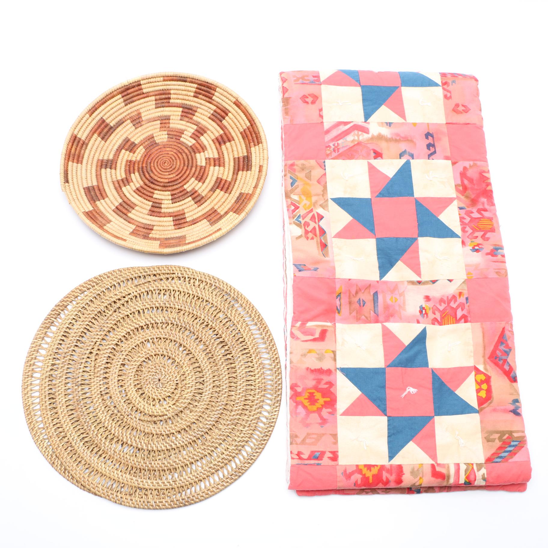 Handmade Quilt Table Runner and Straw Placemats