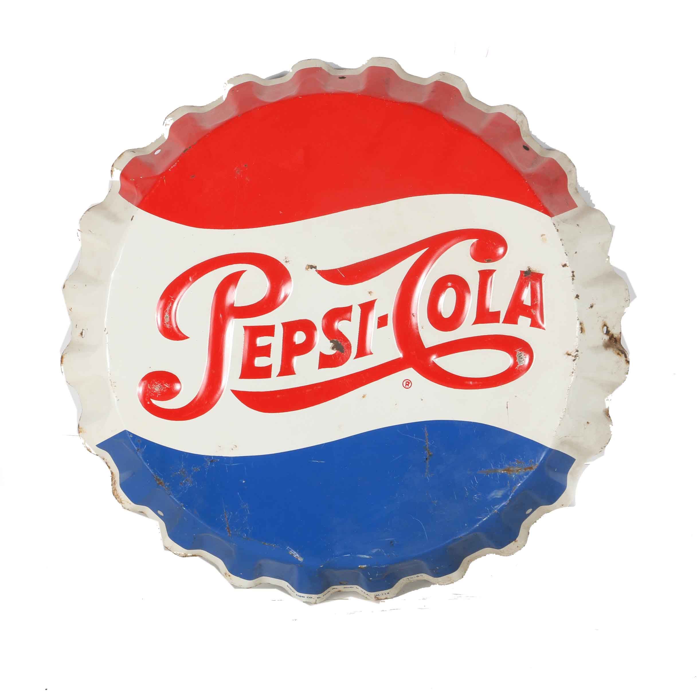 Vintage Pepsi-Cola Bottle Cap Sign