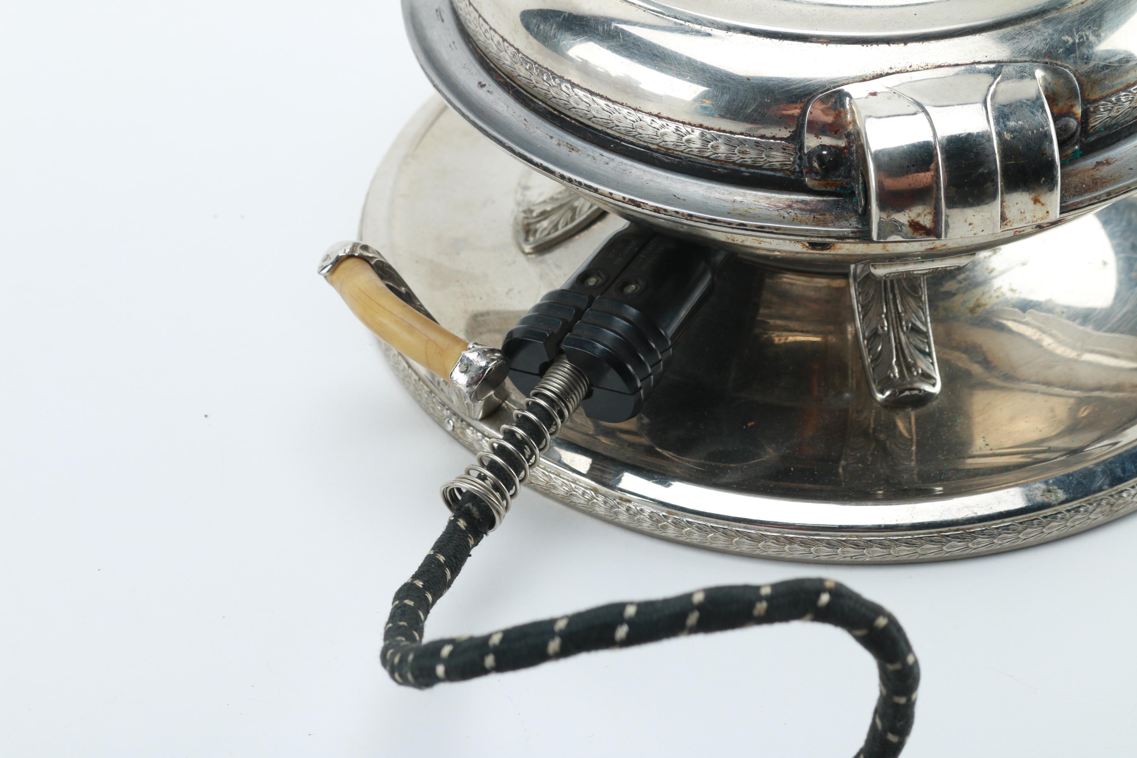 Vintage Royal Rochester Silver Plate Waffle Iron