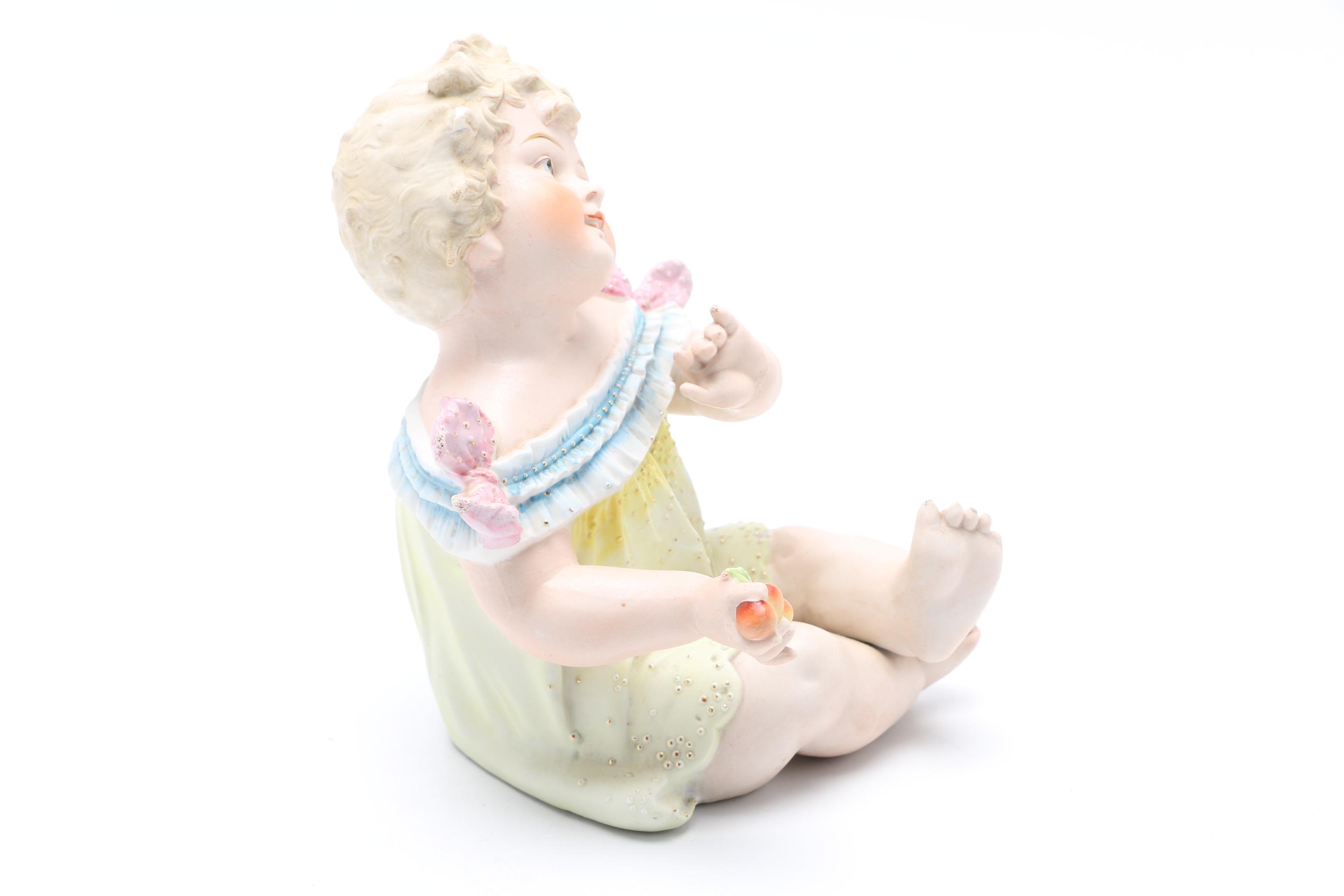 Piano Baby Bisque Figurine