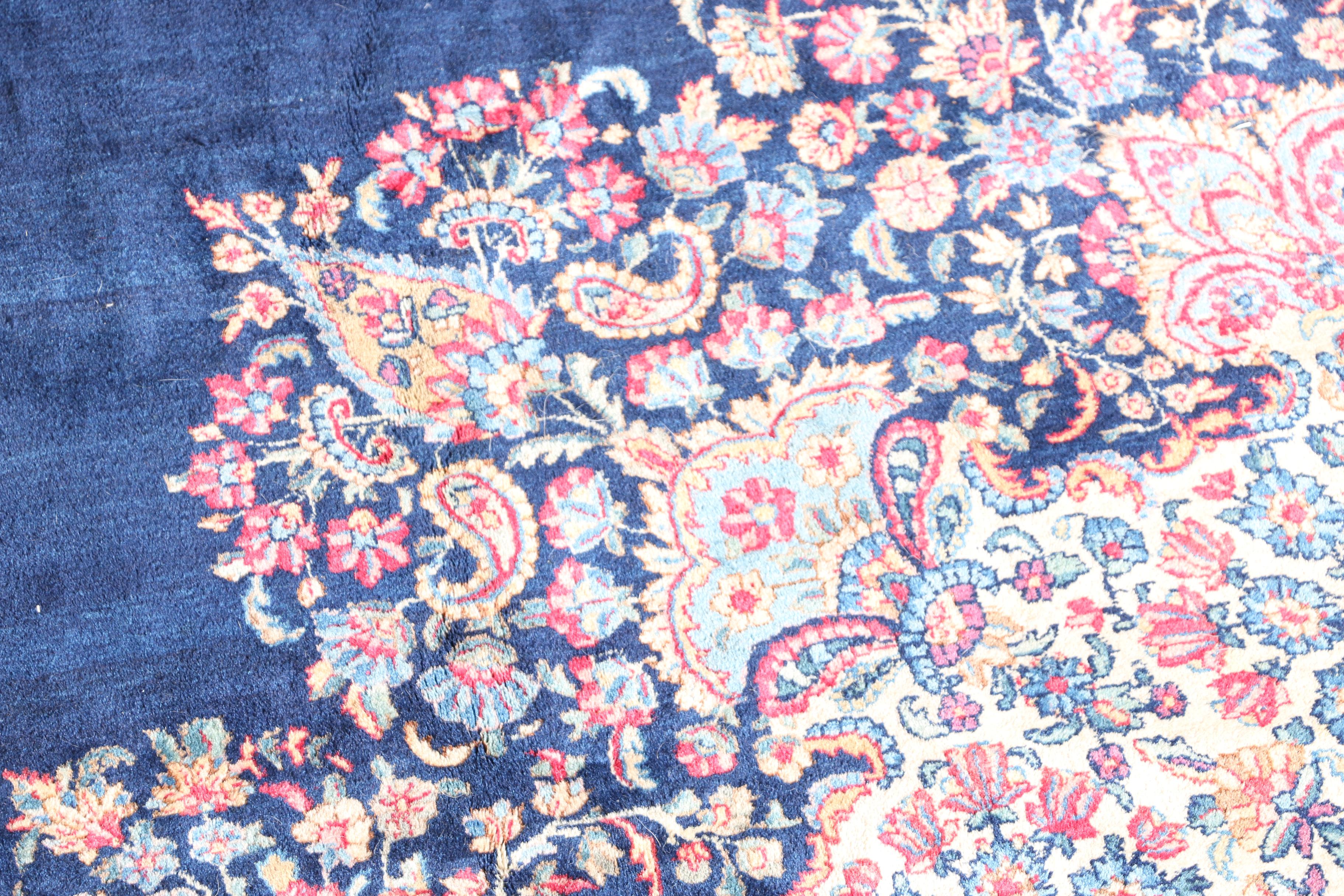 Vintage Room-Sized Hand-Knotted Kerman Area Rug, Circa 1920