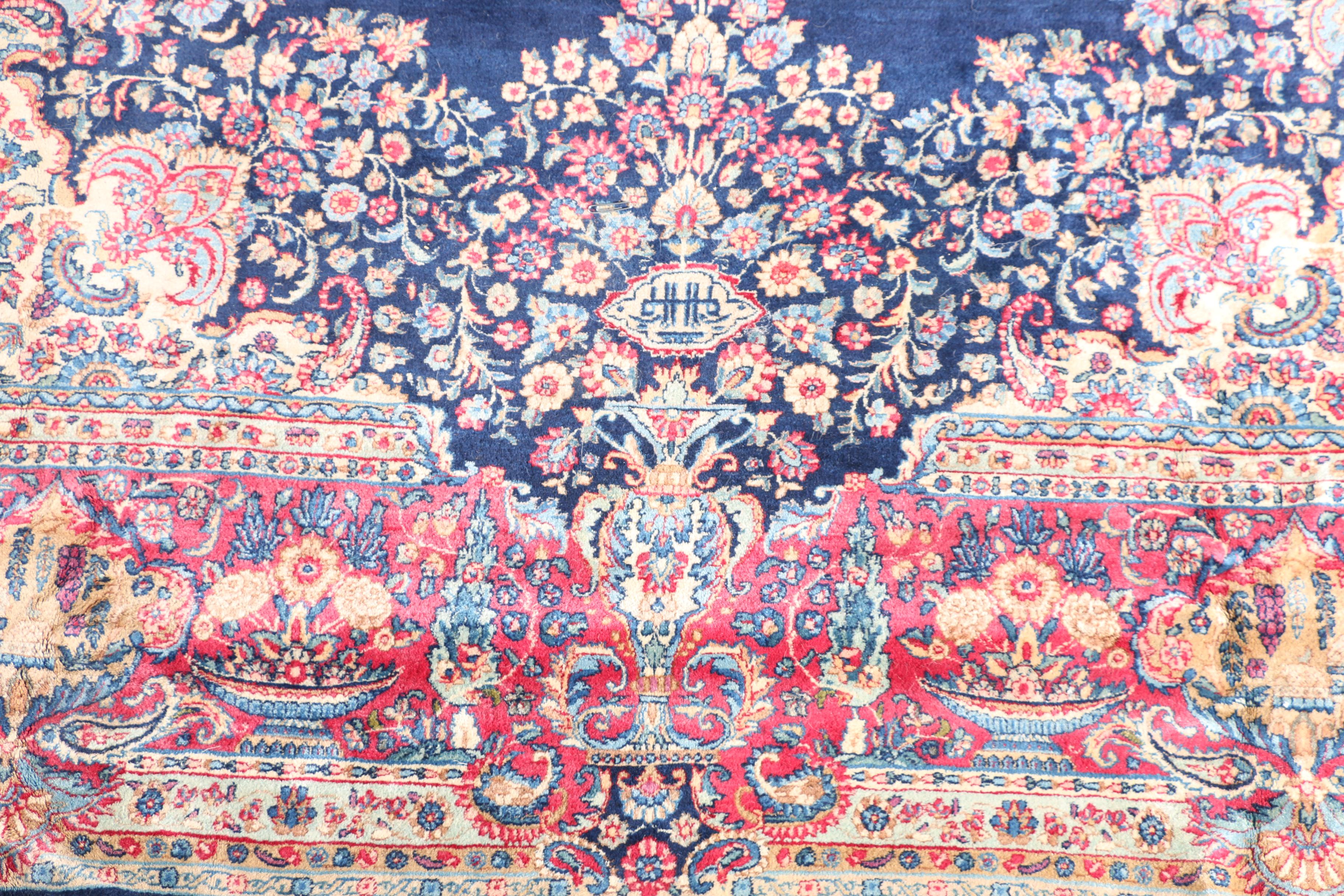Vintage Room-Sized Hand-Knotted Kerman Area Rug, Circa 1920