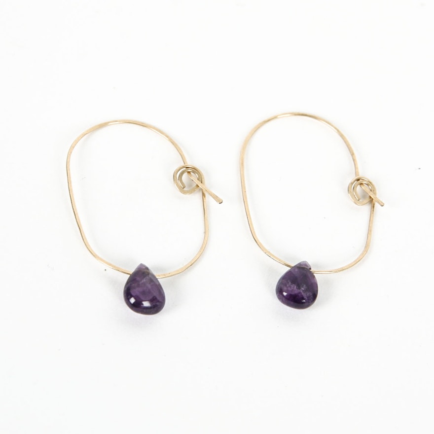 Gold Plated and Amethyst Earrings