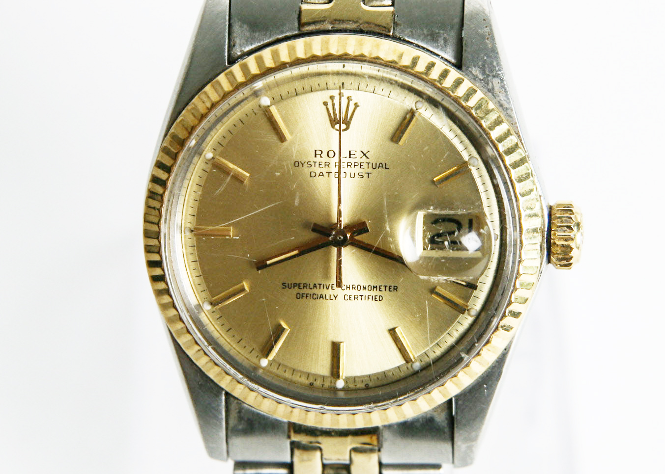 Men's Rolex Oyster Perpetual Datejust 14K Gold Trim Watch