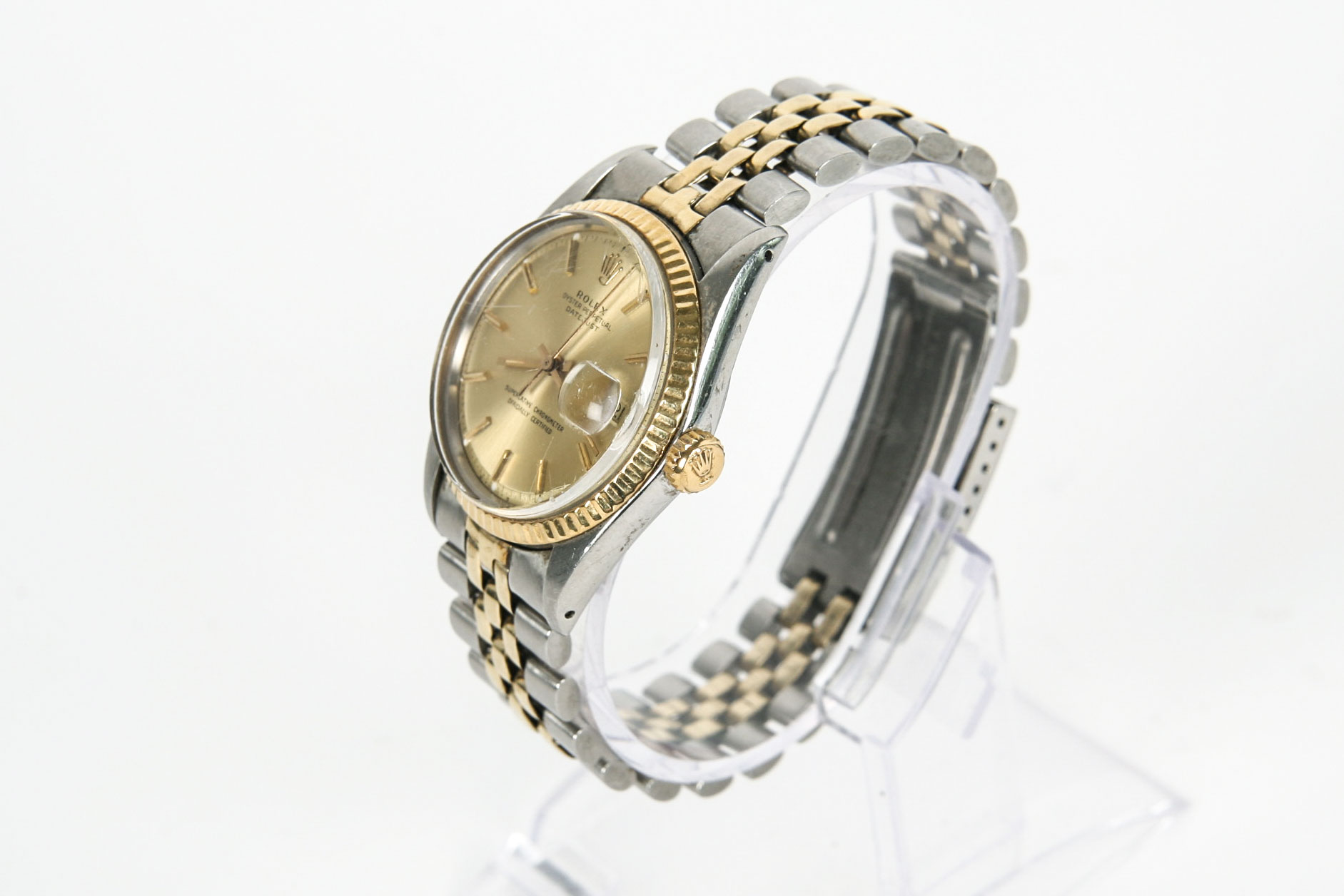 Men's Rolex Oyster Perpetual Datejust 14K Gold Trim Watch