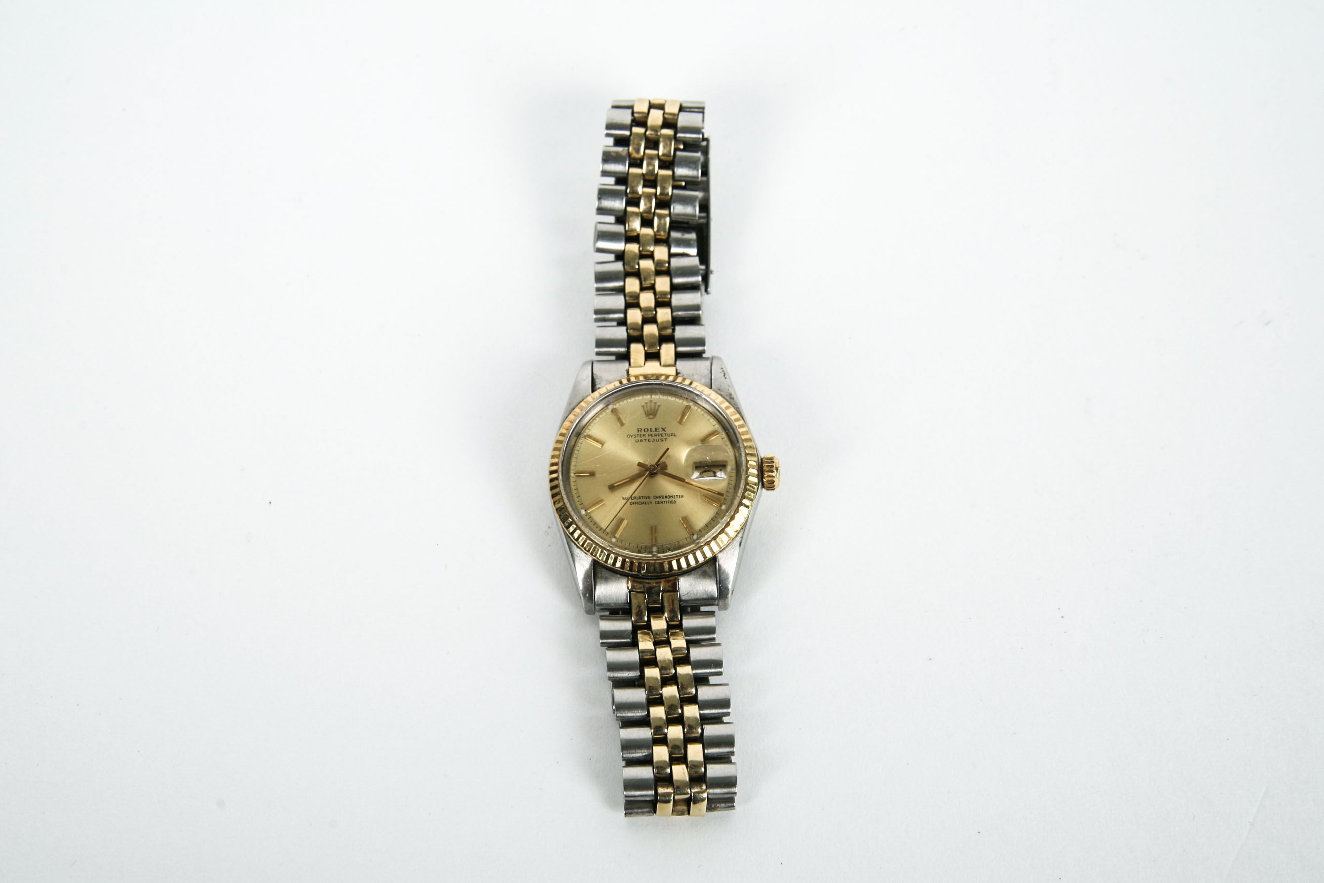 Men's Rolex Oyster Perpetual Datejust 14K Gold Trim Watch