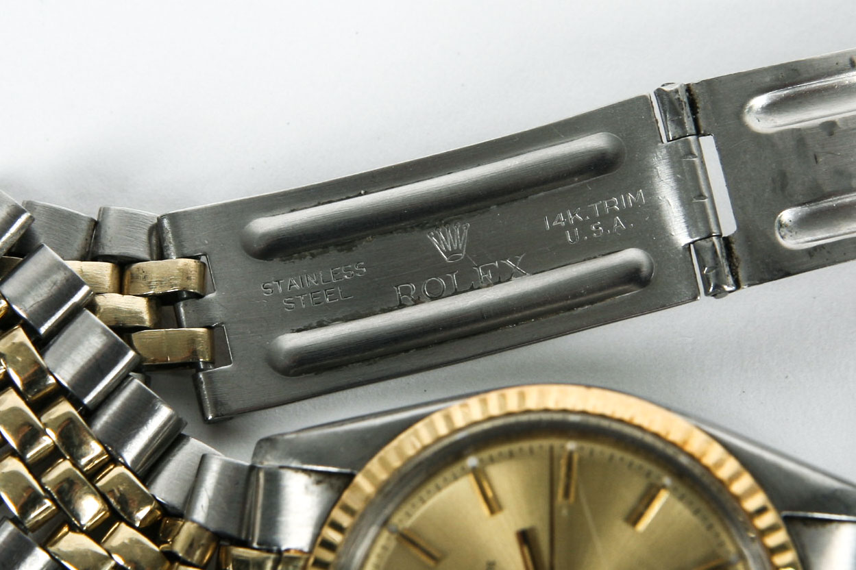 Men's Rolex Oyster Perpetual Datejust 14K Gold Trim Watch