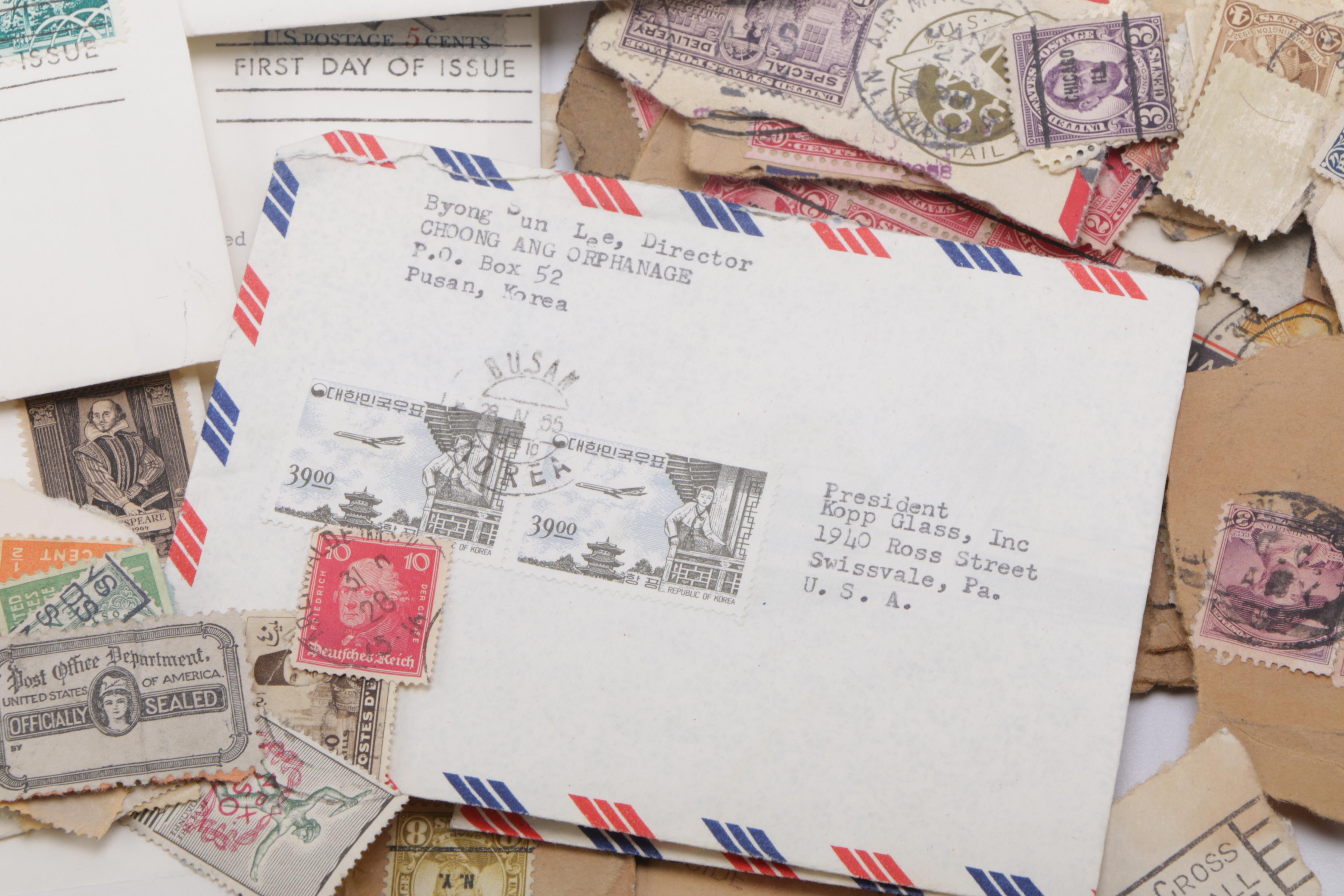 Vintage Collection of Stamps and Envelopes
