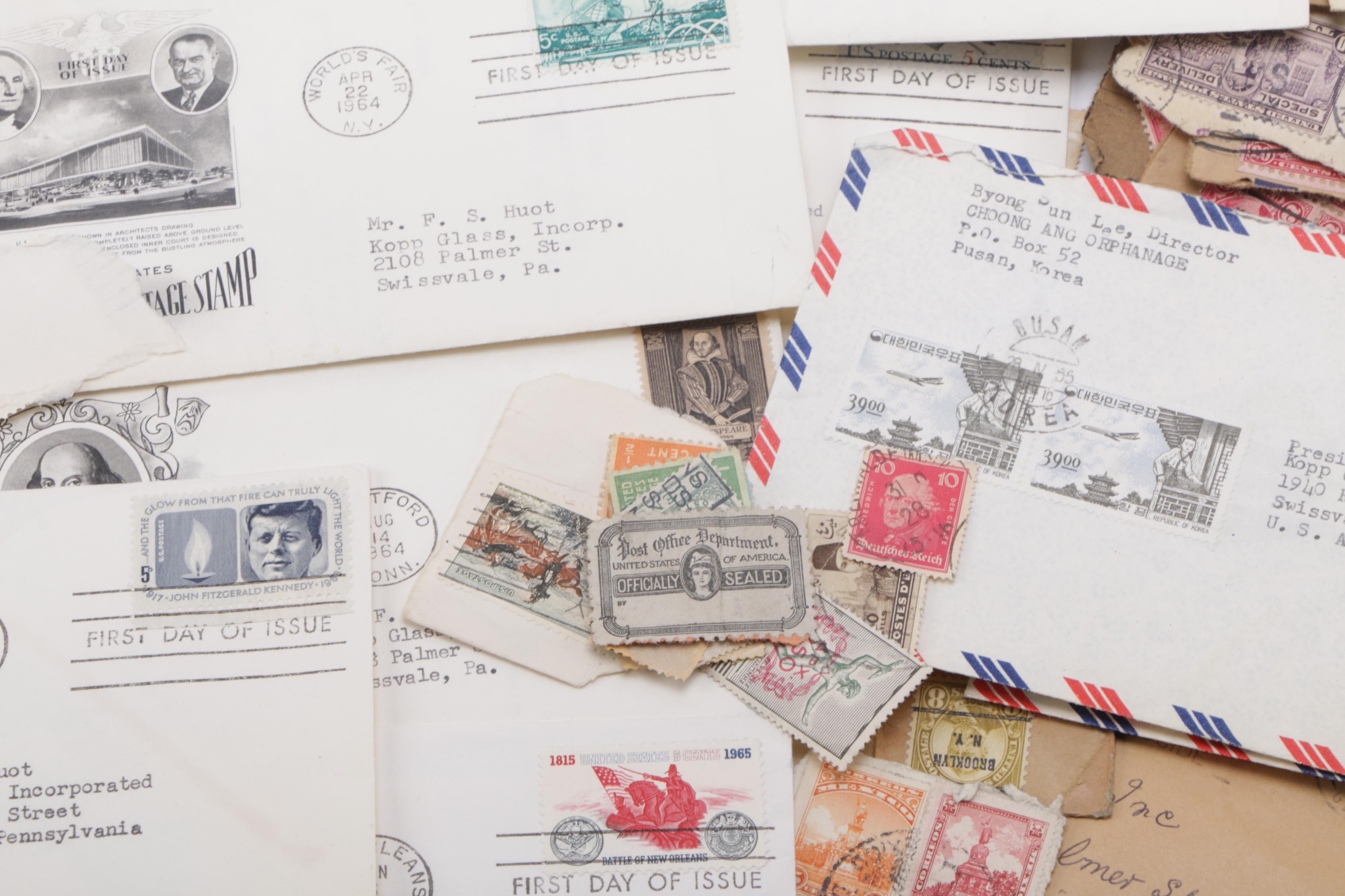 Vintage Collection of Stamps and Envelopes