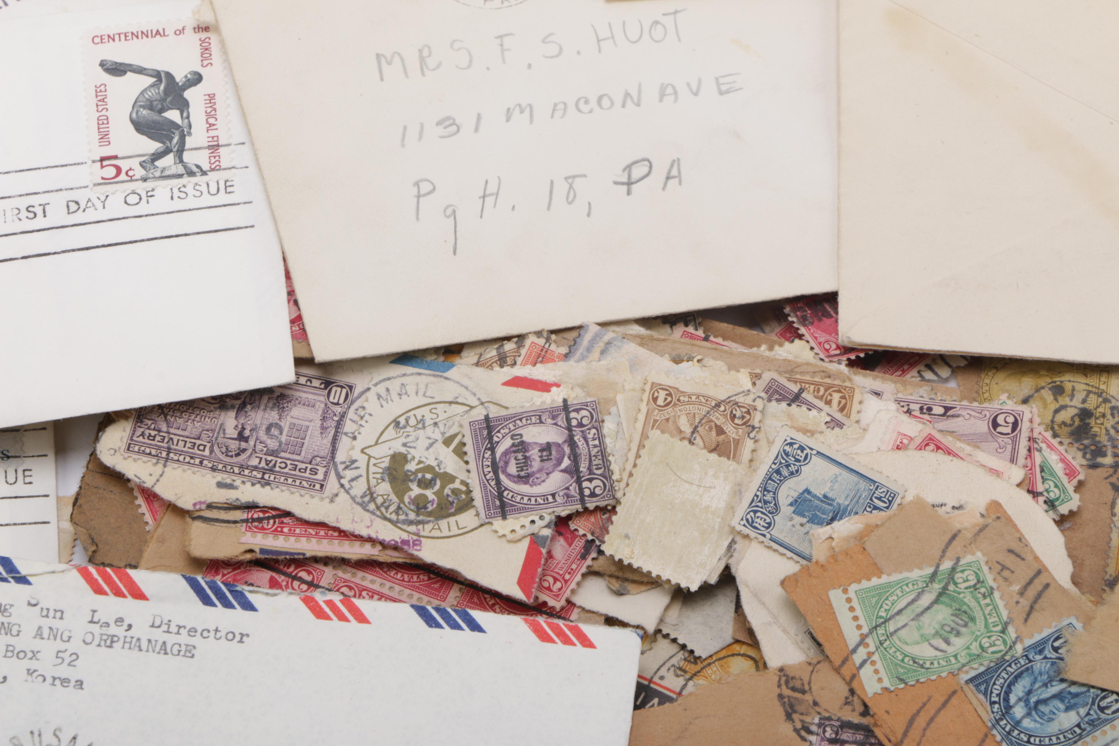 Vintage Collection of Stamps and Envelopes
