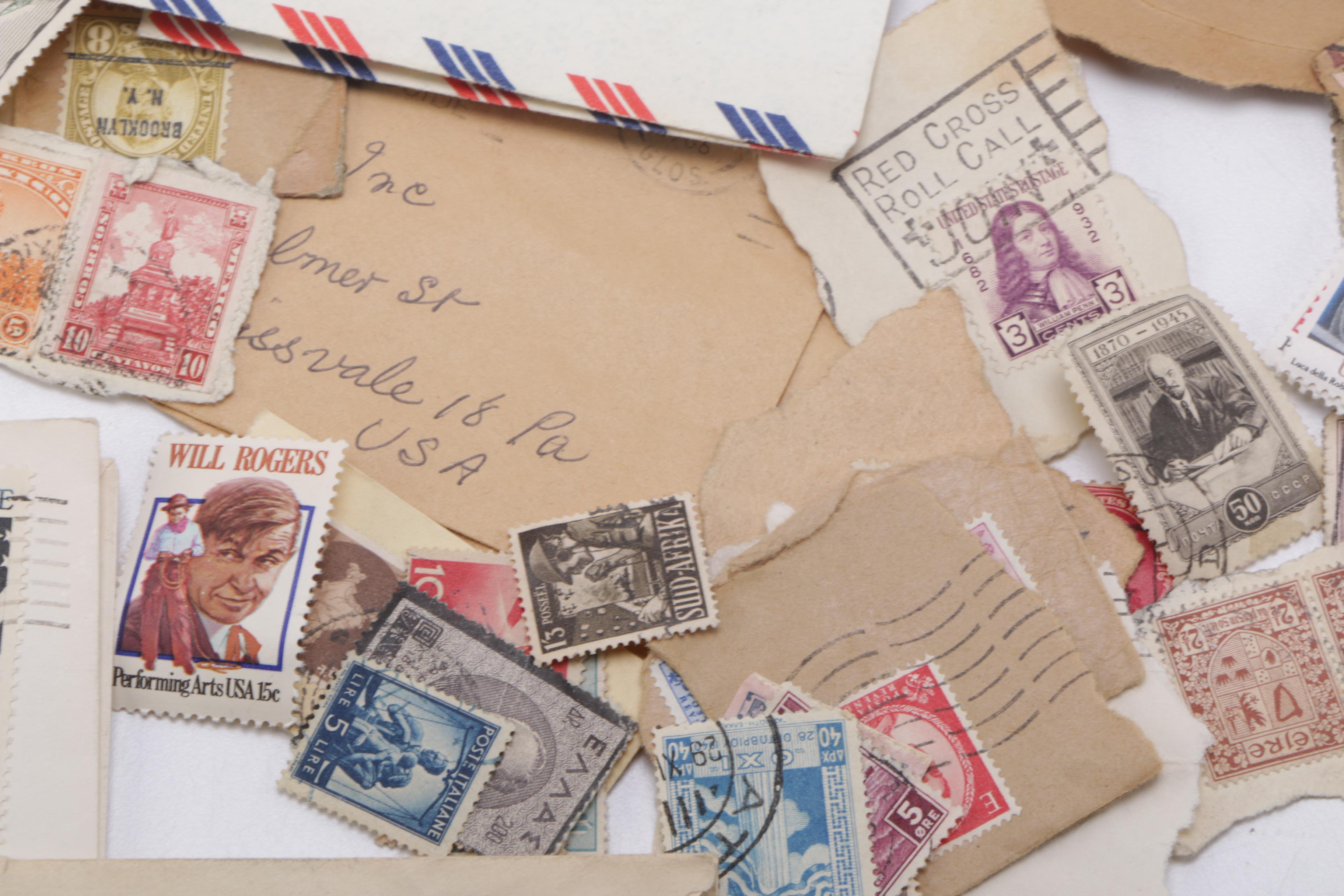 Vintage Collection of Stamps and Envelopes