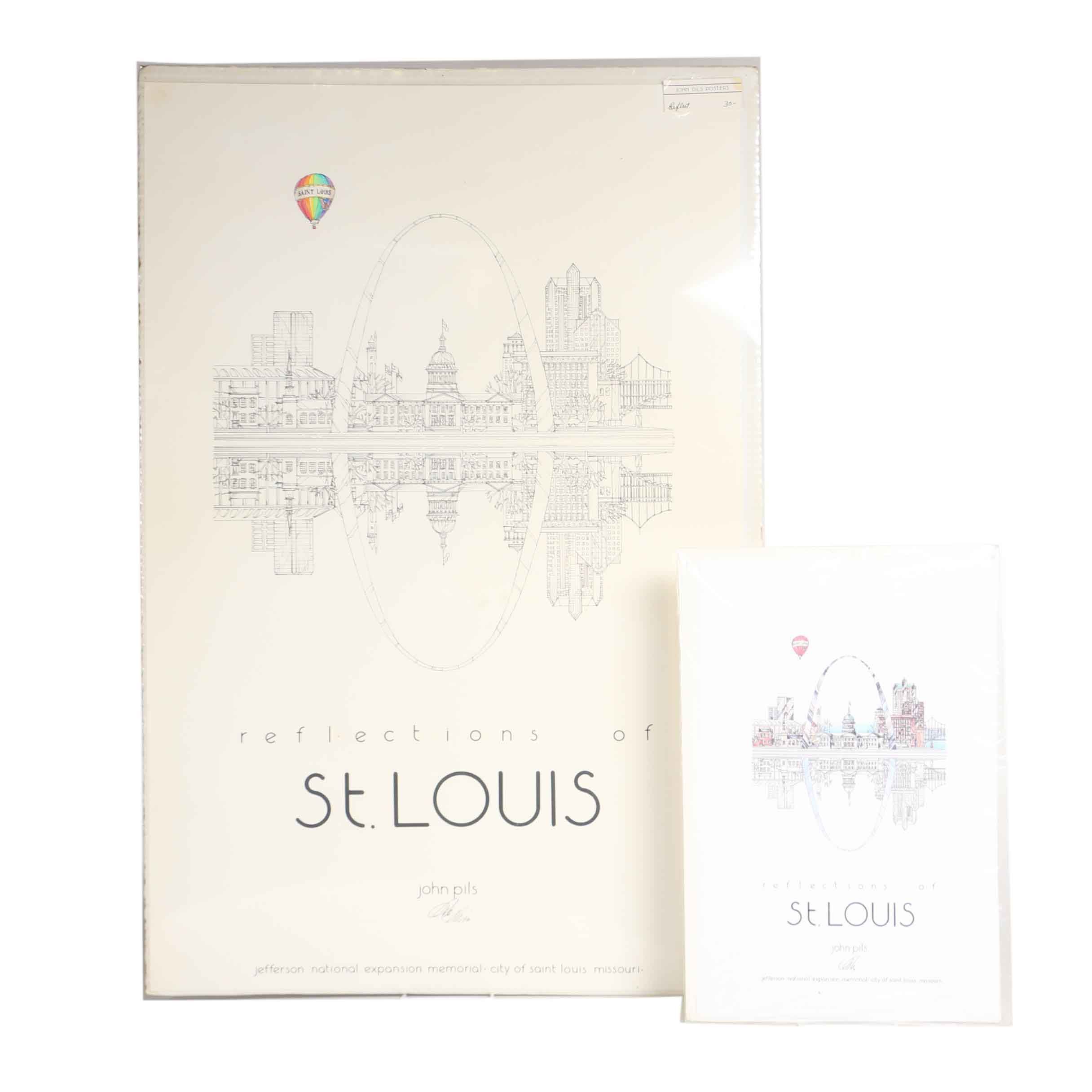 1996 John Pils Hand Colored Lithographs "Reflections of St. Louis"