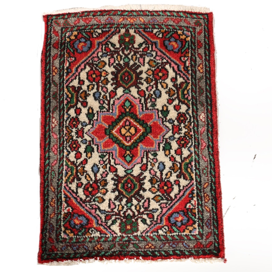 Iranian Hamadan Hand Knotted Wool Accent Rug