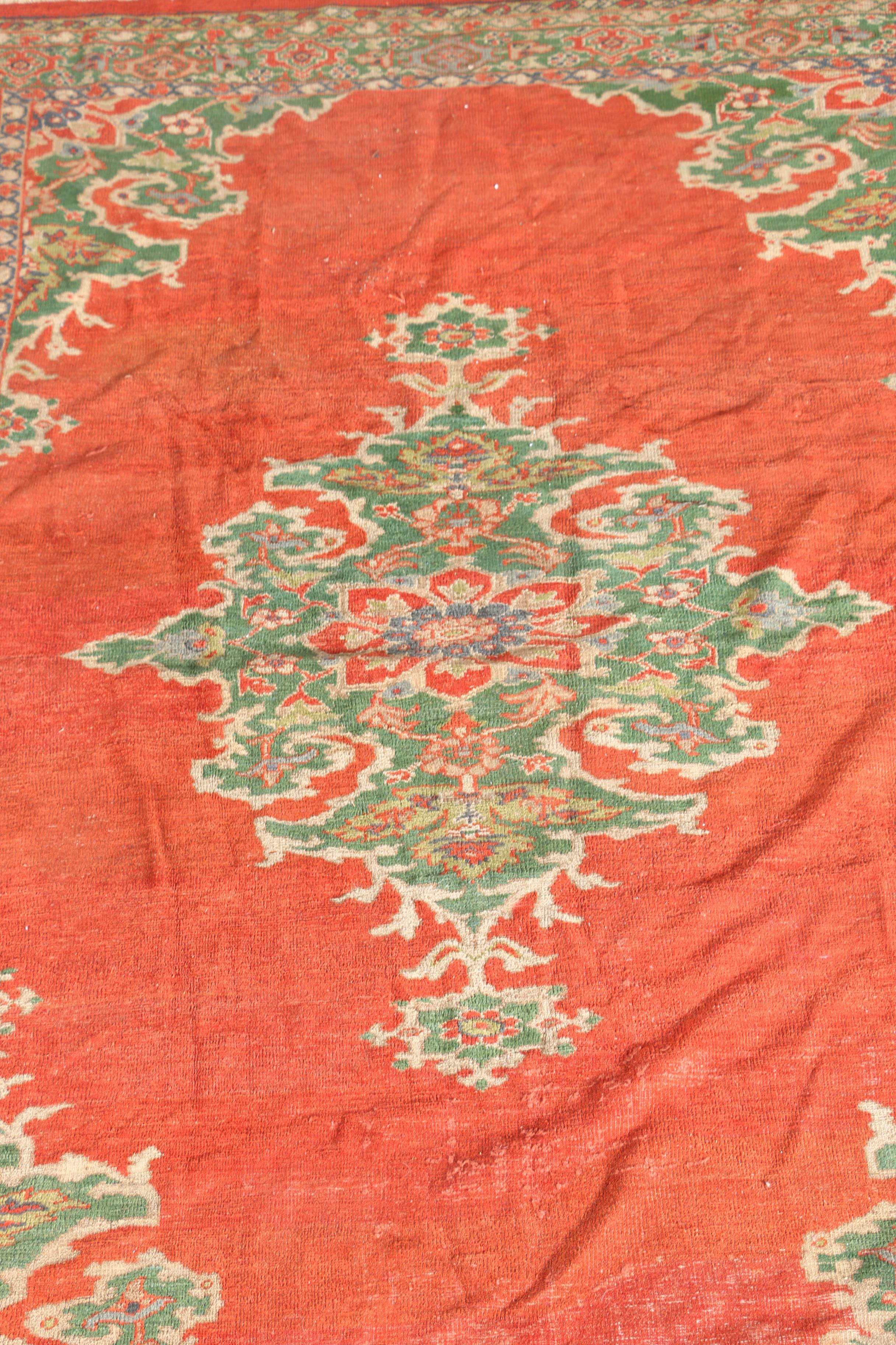 Antique Hand-Knotted Mahal Area Rug, Circa 1900
