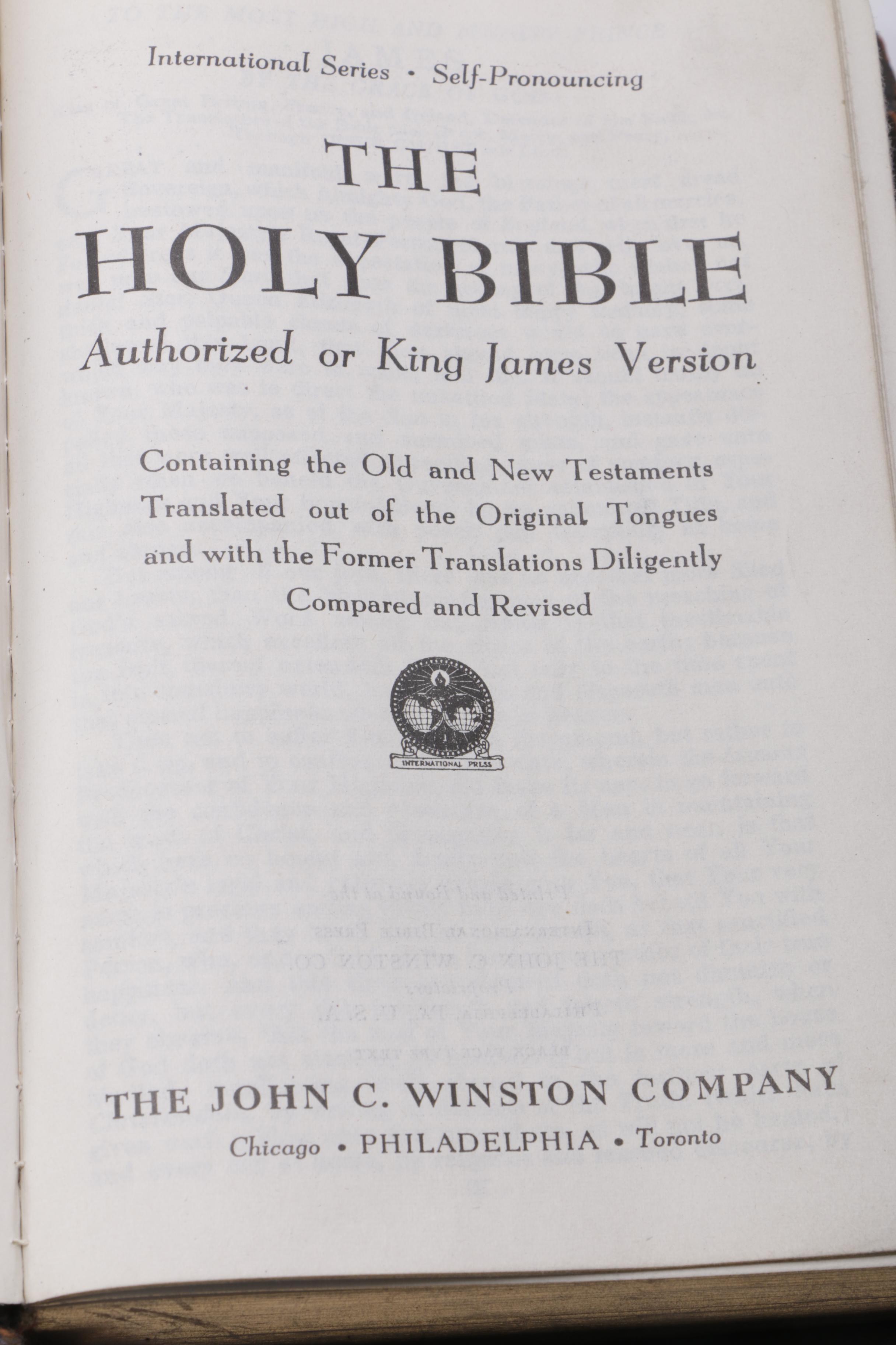 Antique Kings James Version of "The Holy Bible"