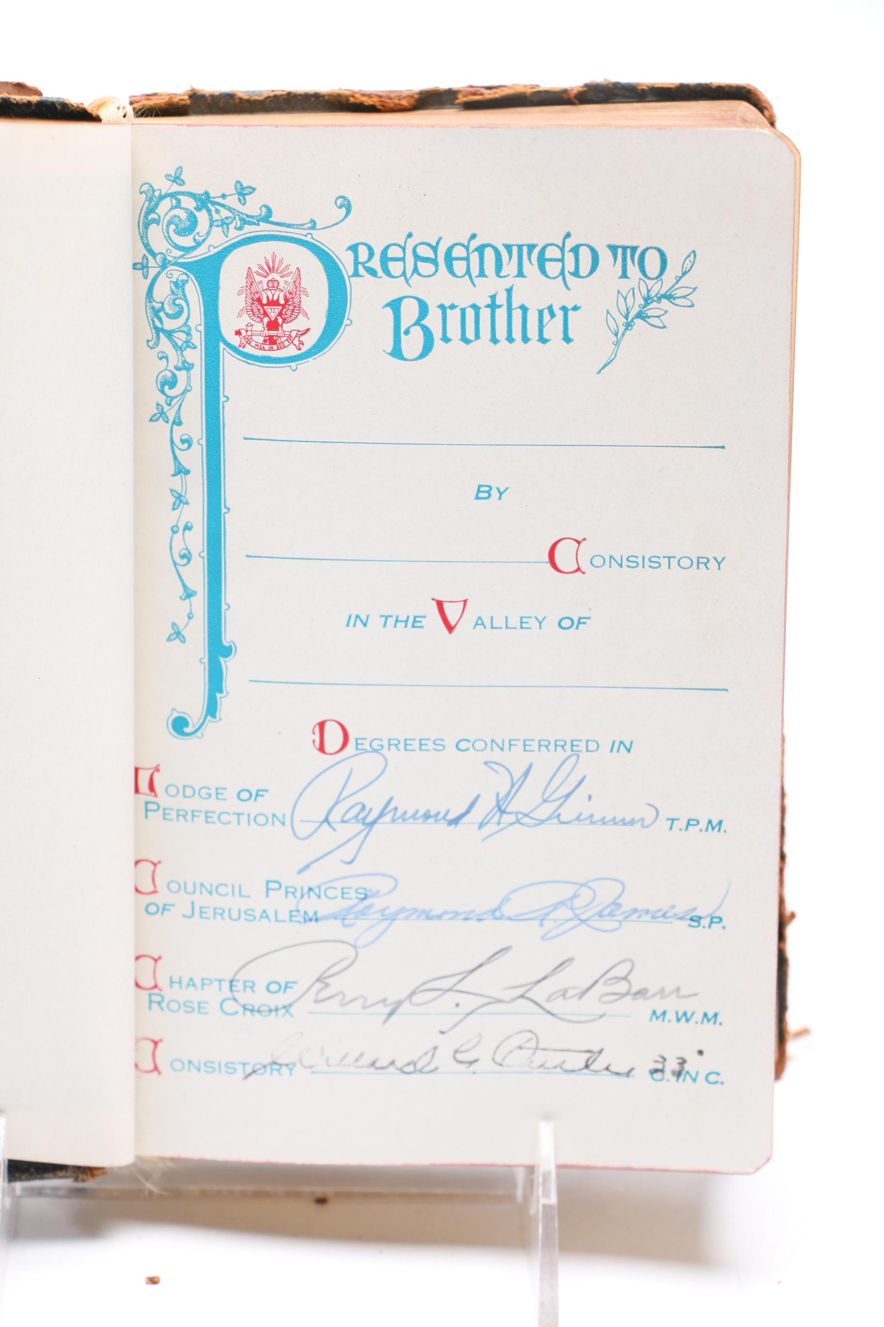 Vintage Scottish Rite of Freemasonry "Holy Bible"