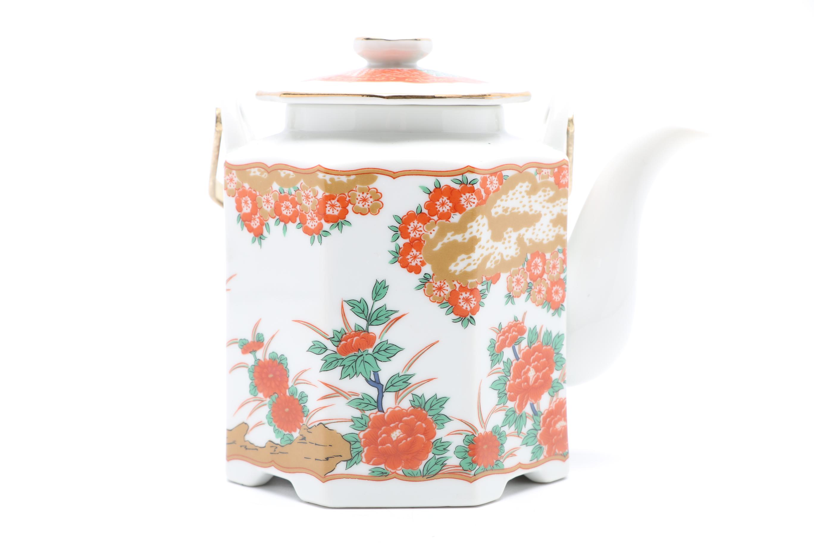 Imari Reproduction Porcelain Teapot and Warmer from Arita