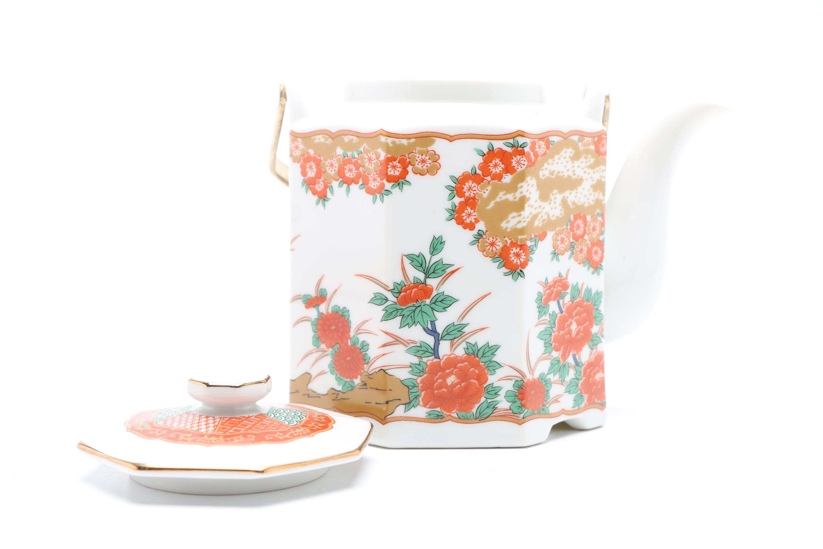Imari Reproduction Porcelain Teapot and Warmer from Arita