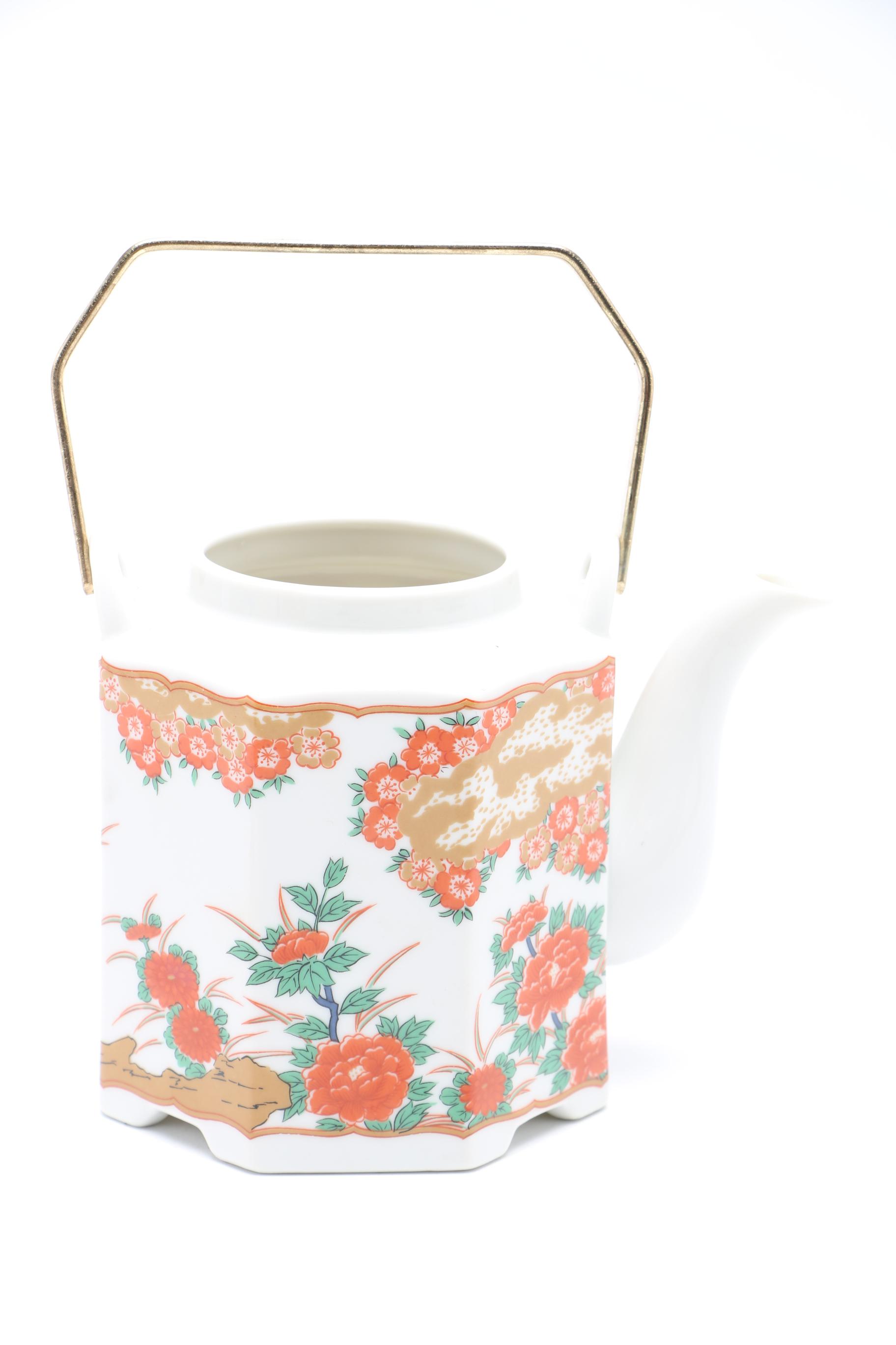 Imari Reproduction Porcelain Teapot and Warmer from Arita