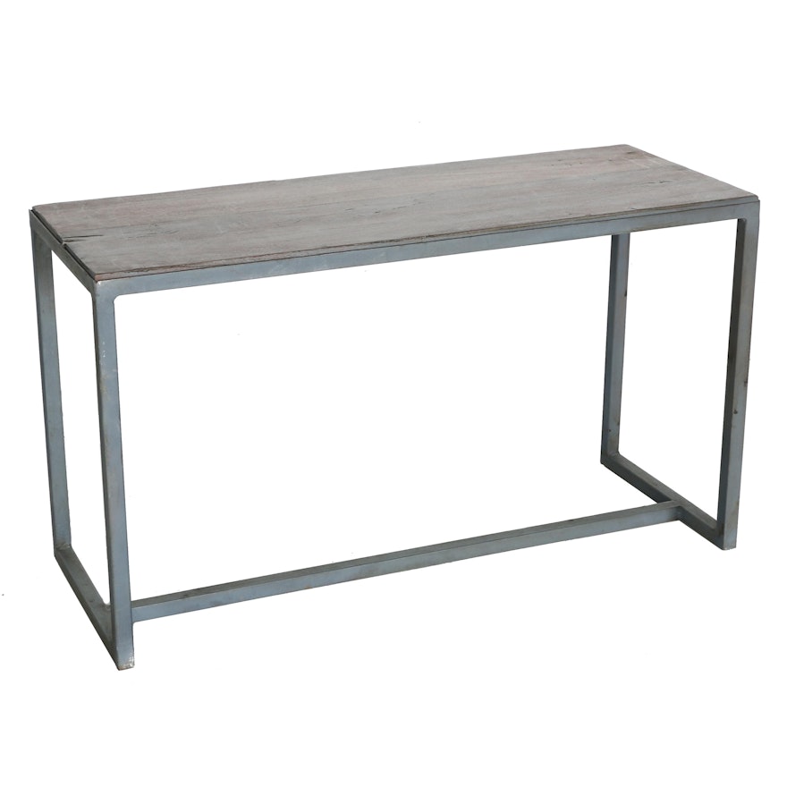 Industrial Style Metal and Wood Bench
