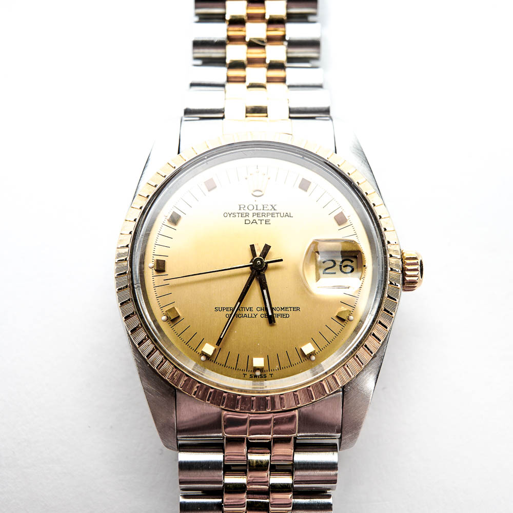 18K Yellow Gold and Stainless Steel Rolex Oyster Perpetual Date Two-Tone Automatic Watch