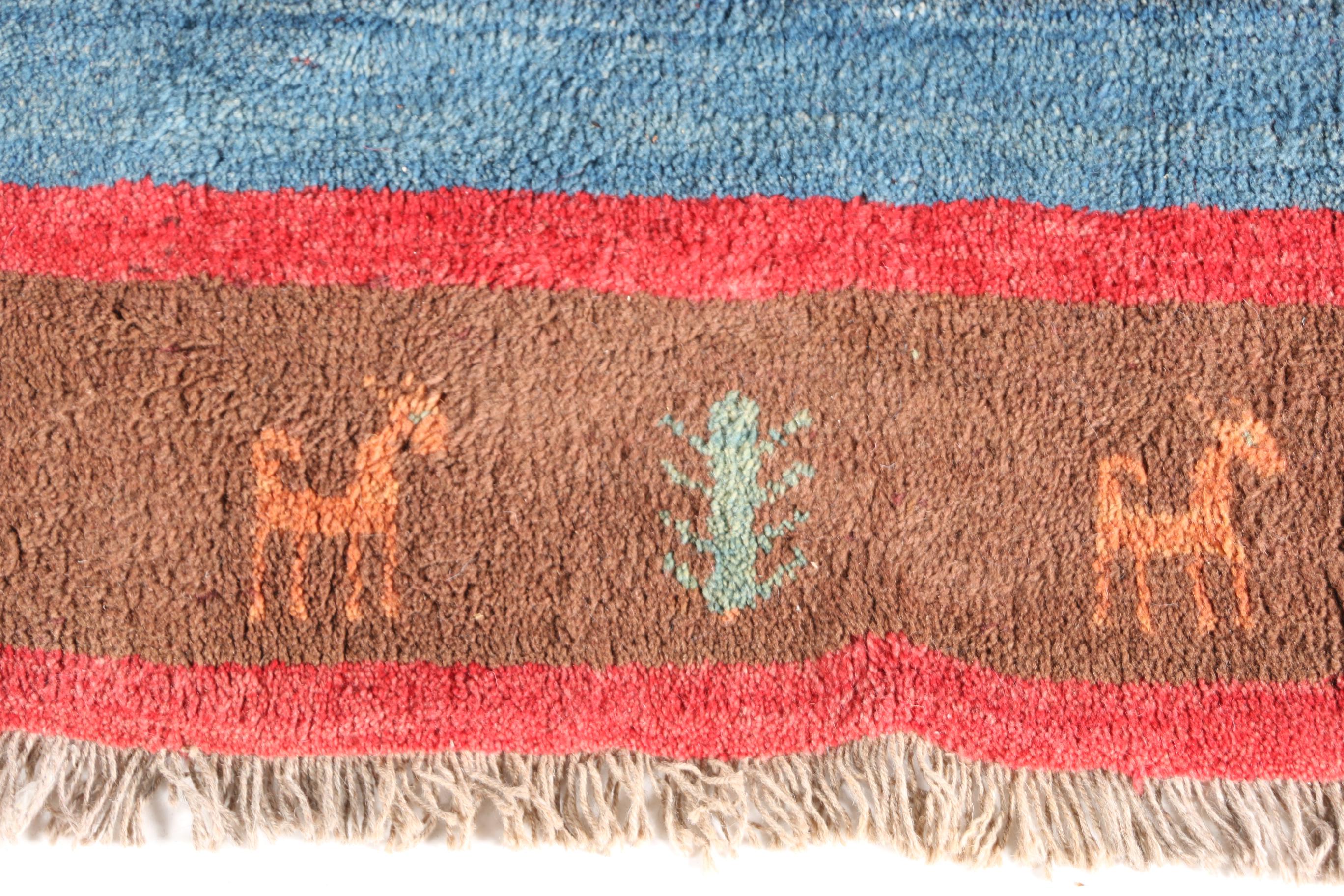 VIntage Hand-Knotted Gabbeh Wool Area Rug