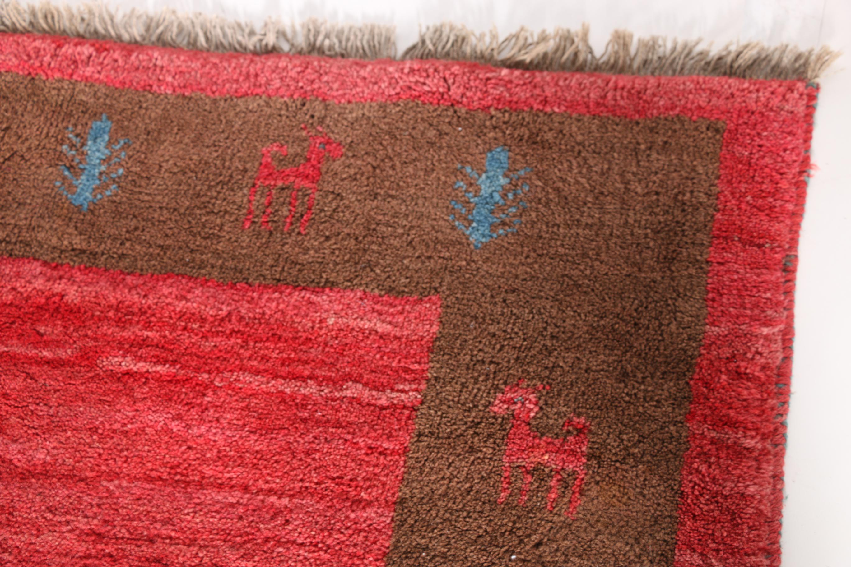 VIntage Hand-Knotted Gabbeh Wool Area Rug