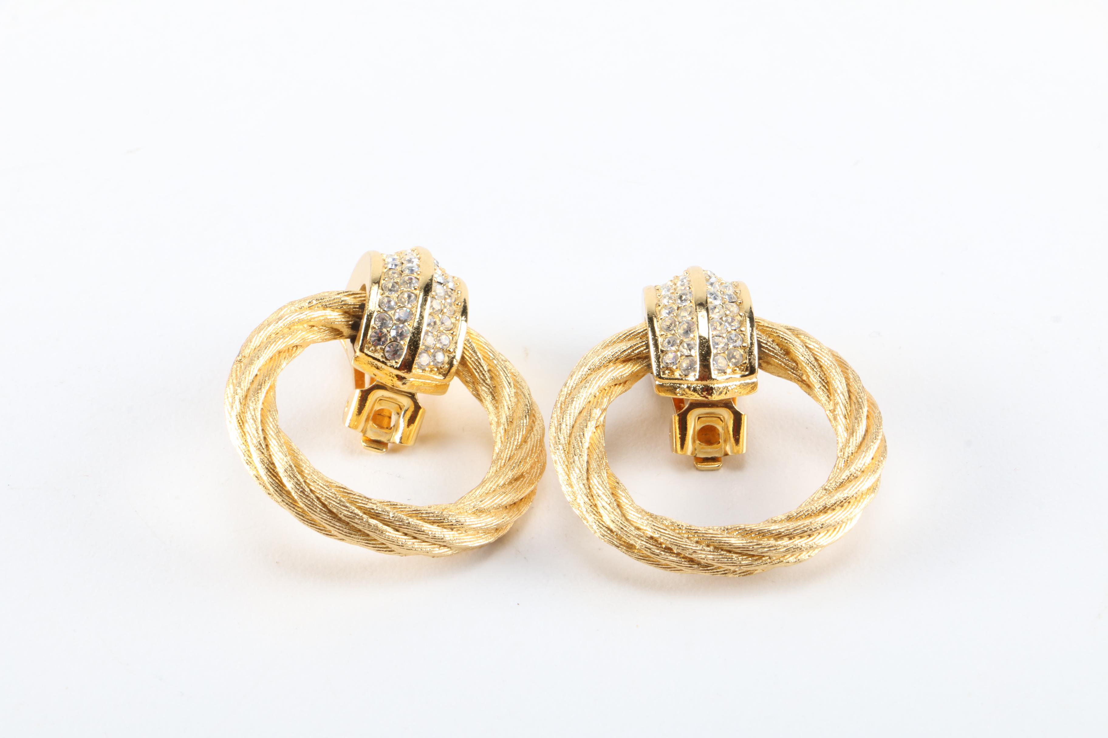 Christian Dior Gold Tone Rhinestone and Faux Pearl Jewelry