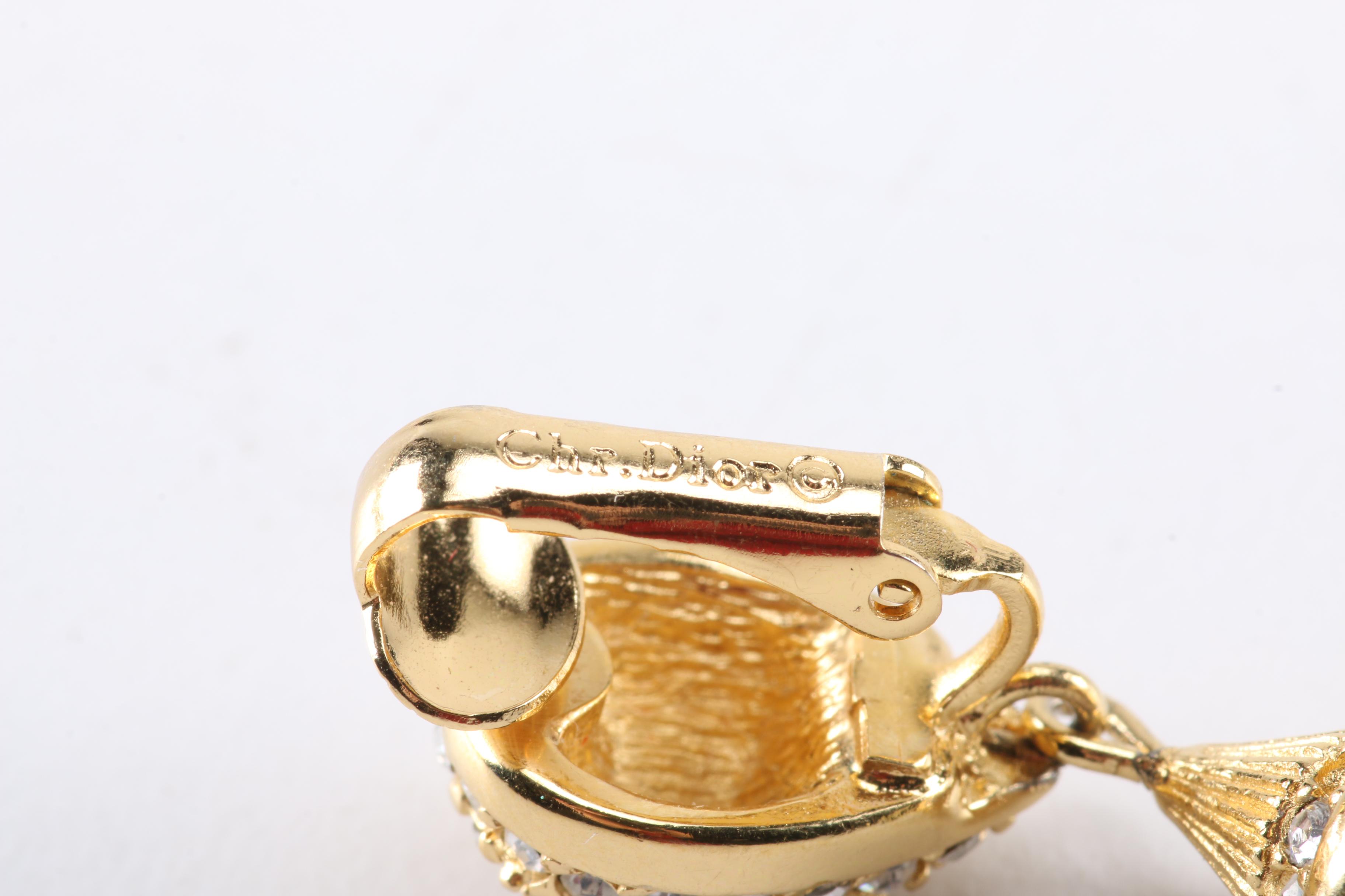 Christian Dior Gold Tone Rhinestone and Faux Pearl Jewelry