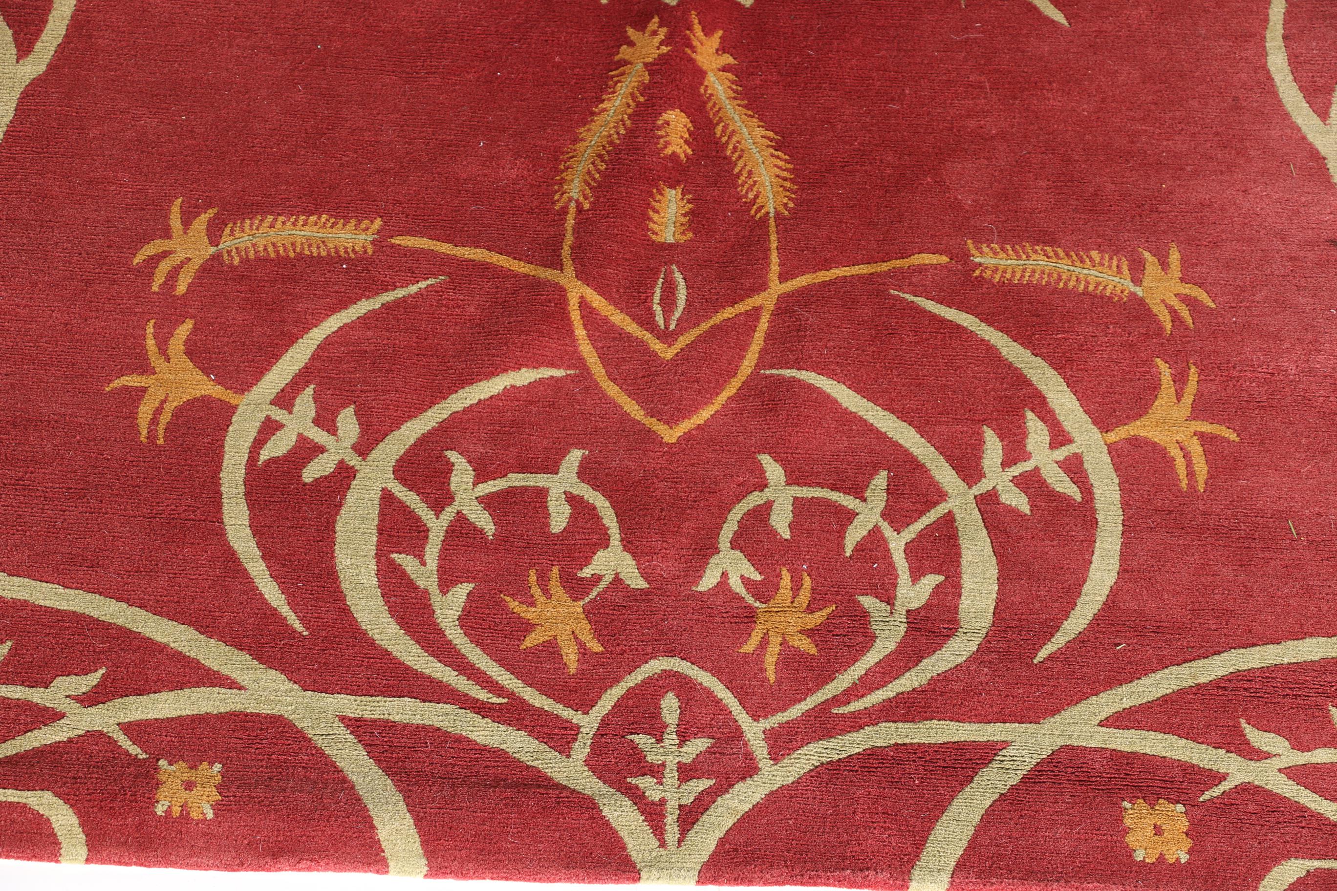 Hand-Knotted Floral Wool Area Rug