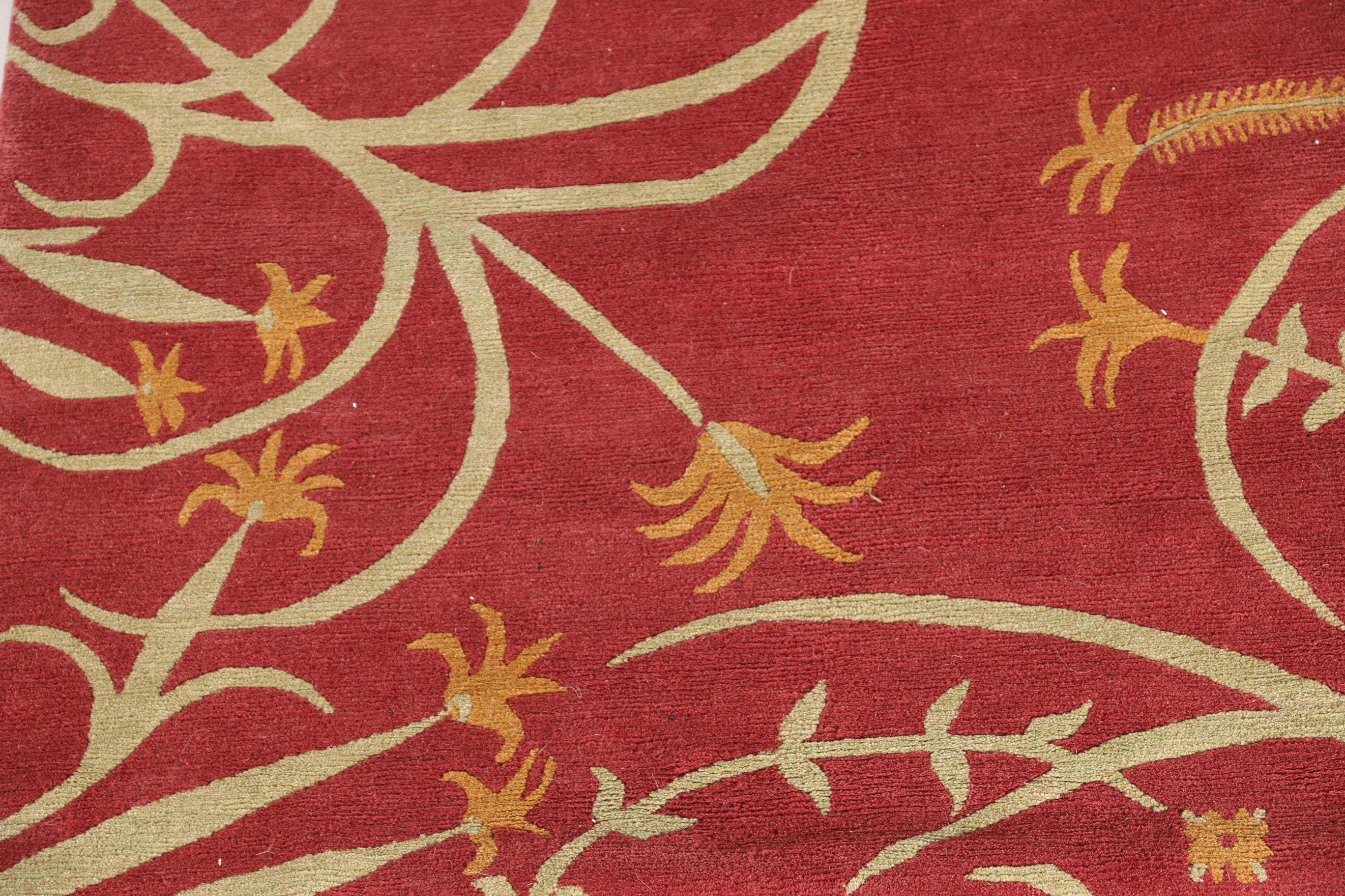 Hand-Knotted Floral Wool Area Rug