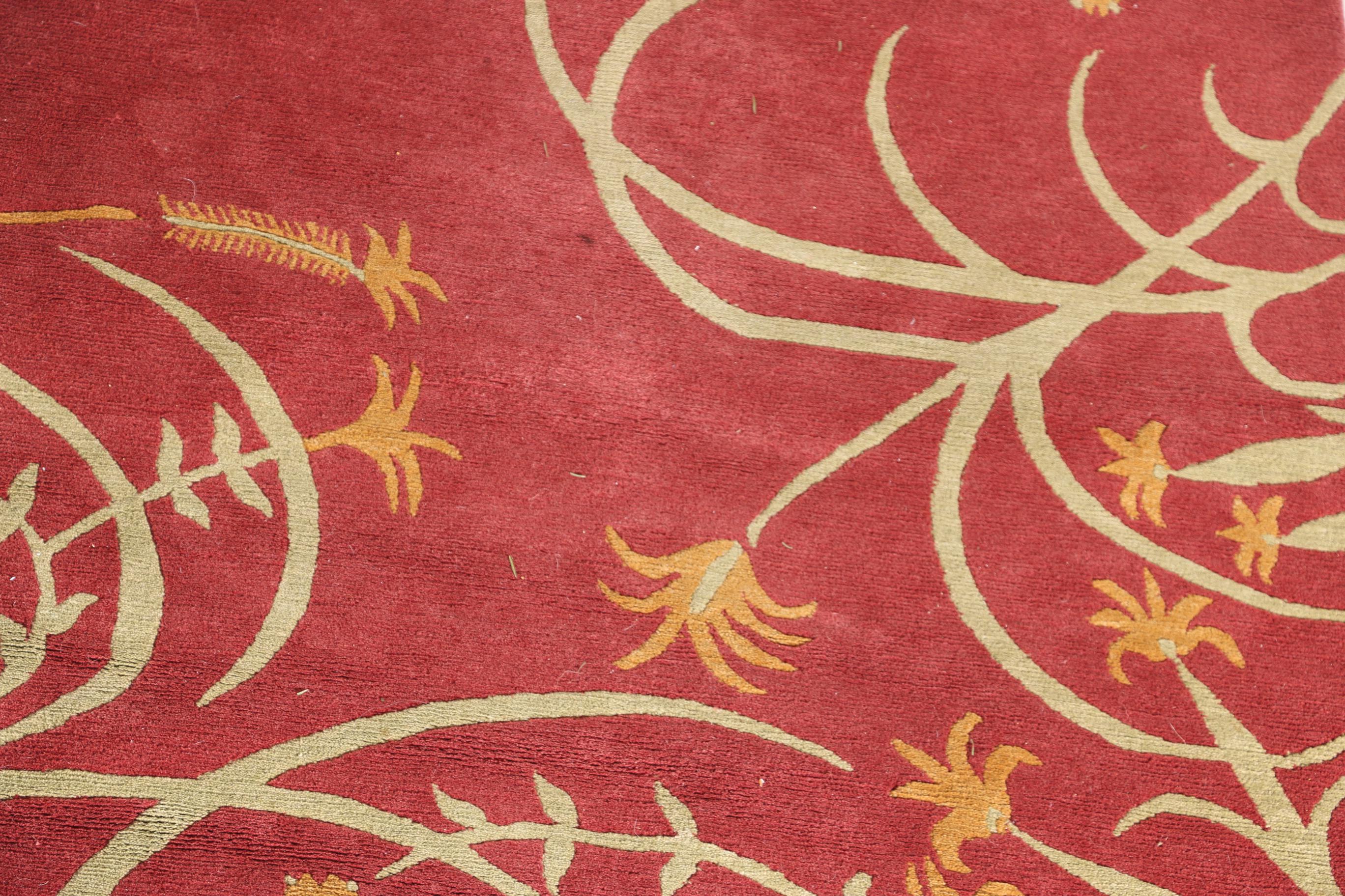 Hand-Knotted Floral Wool Area Rug