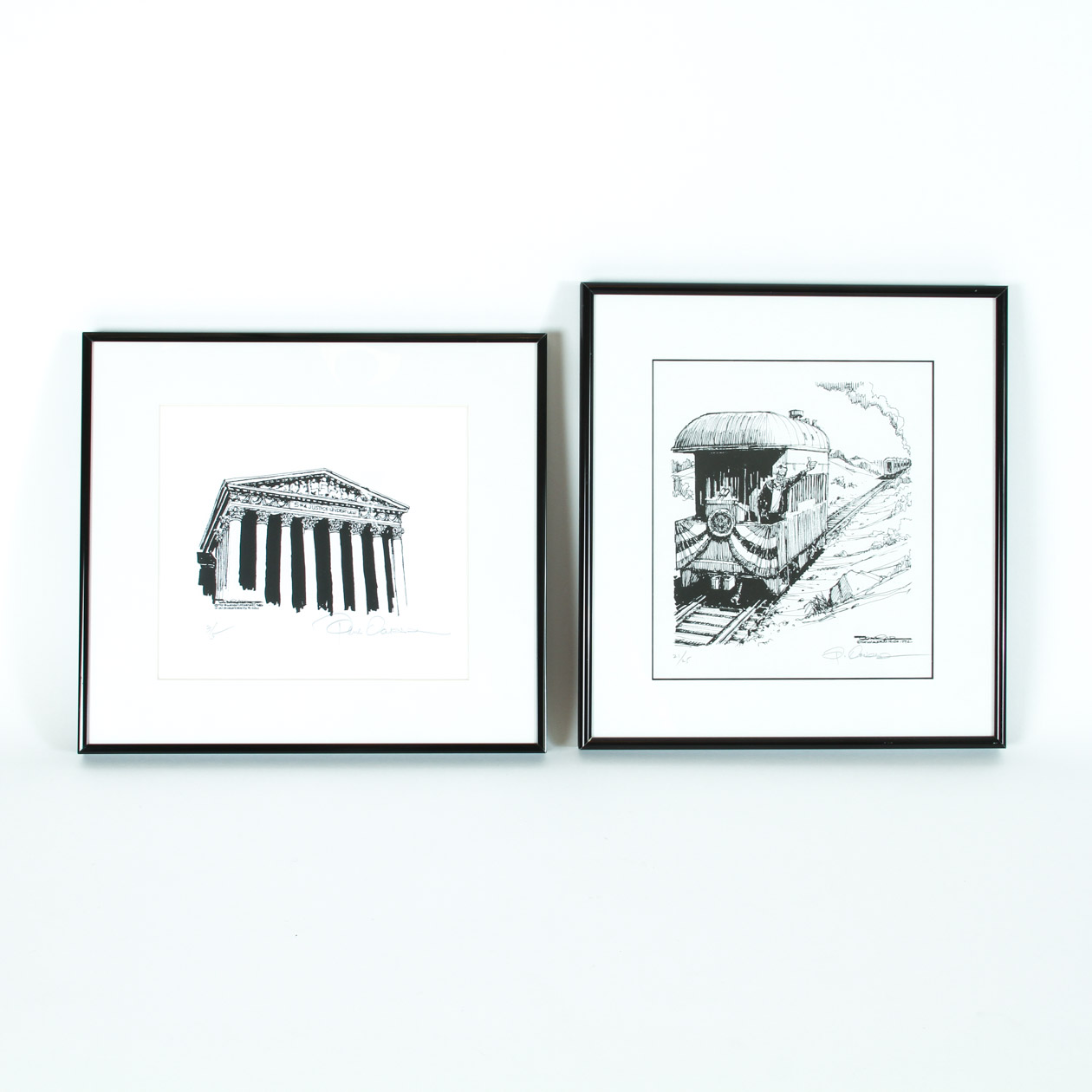 Pair of Signed Paul Conrad Lithographic Prints