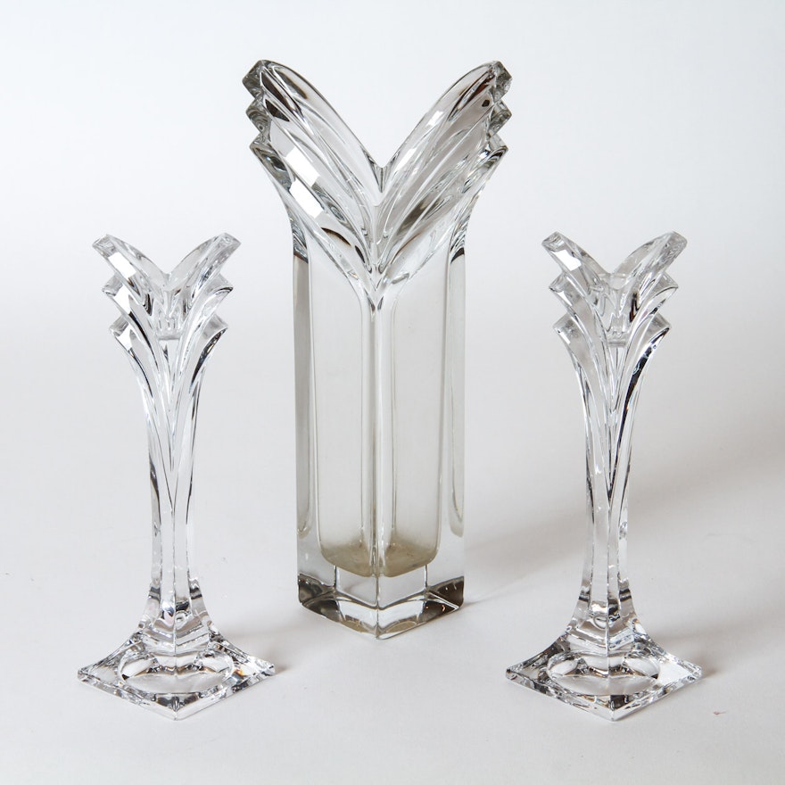 Mikasa Crystal Candlesticks and Vase