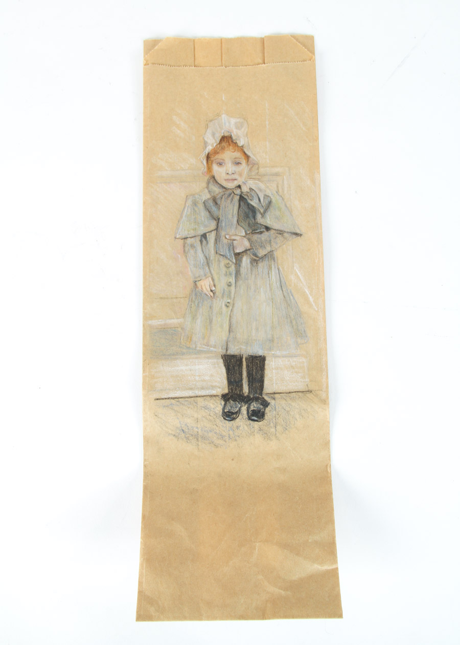 Two Drawings on Paper Bags