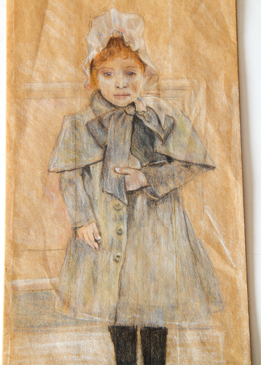 Two Drawings on Paper Bags