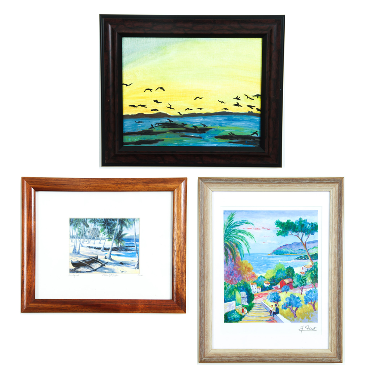 Trio of  Beach and Water Scenes