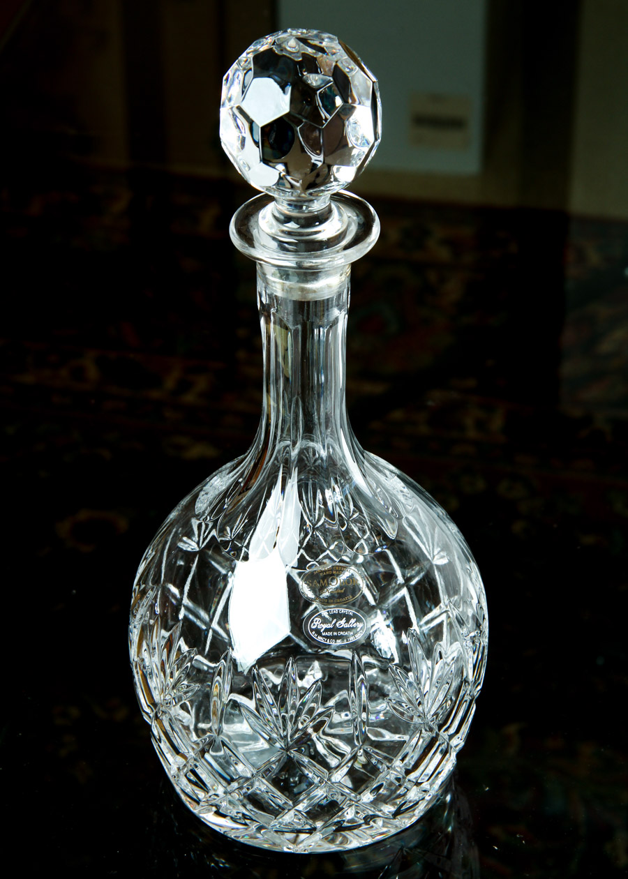 Three Crystal and Glass Decanters