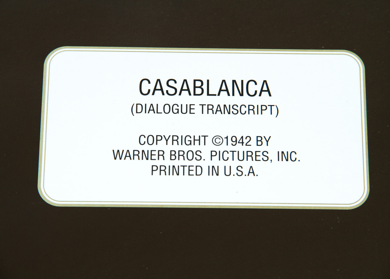 Casablanca Script Copy and 50th Anniversary Book