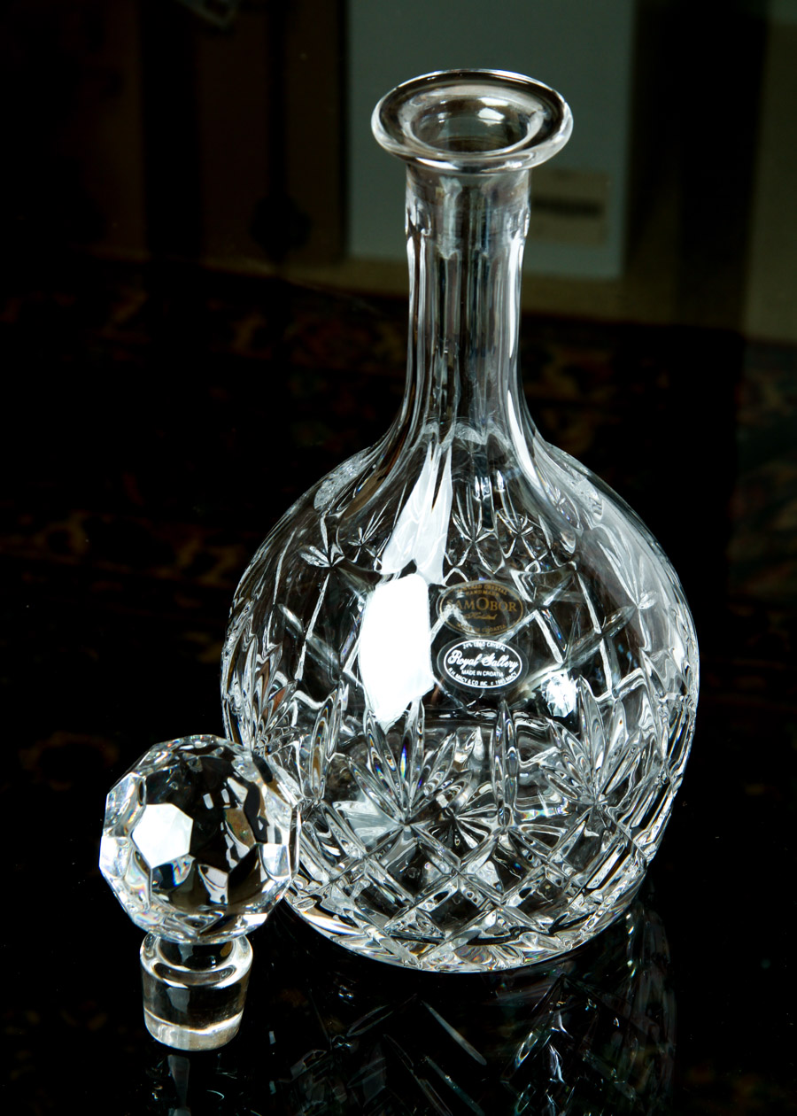 Three Crystal and Glass Decanters