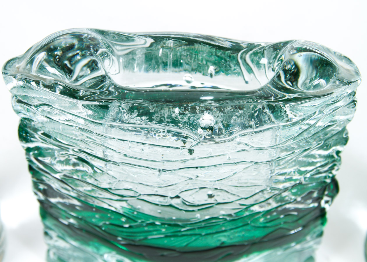 Art Glass Vase with Candle Holders